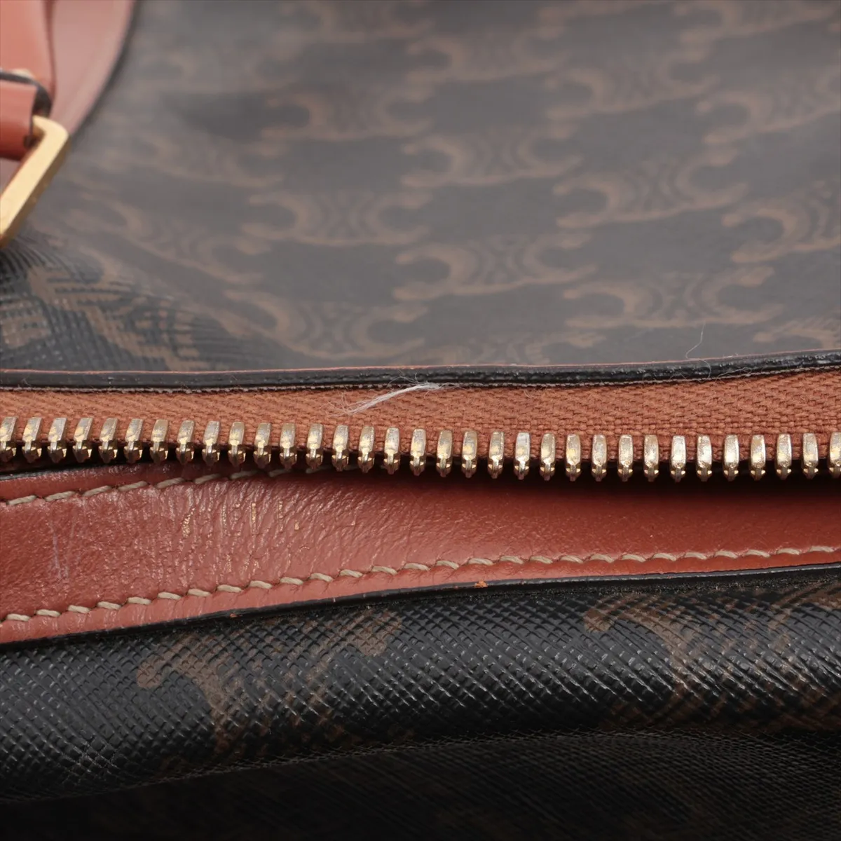 Triomphe PVC x Leather 2WAY Handbag Brown — view 11