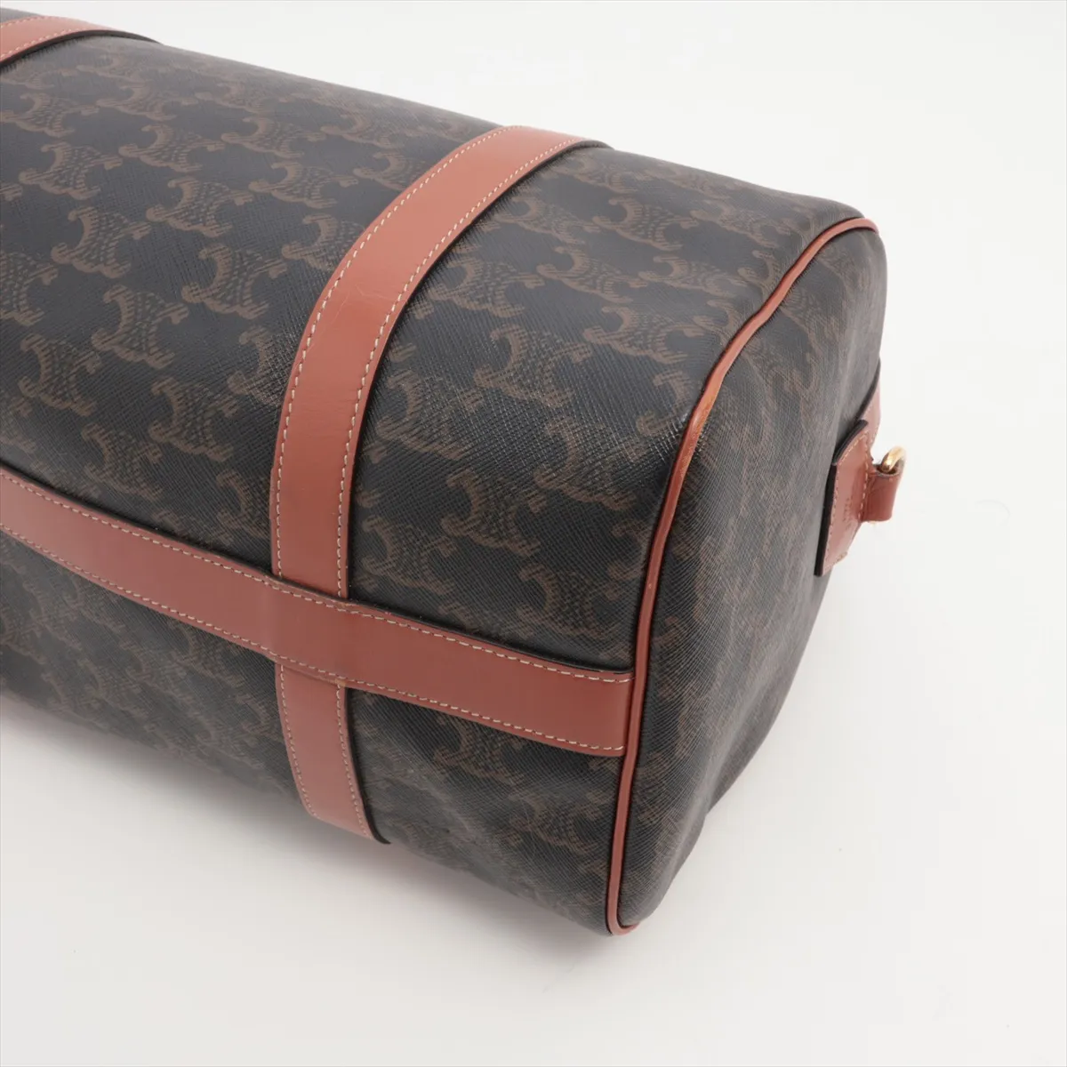 Triomphe PVC x Leather 2WAY Handbag Brown — view 3