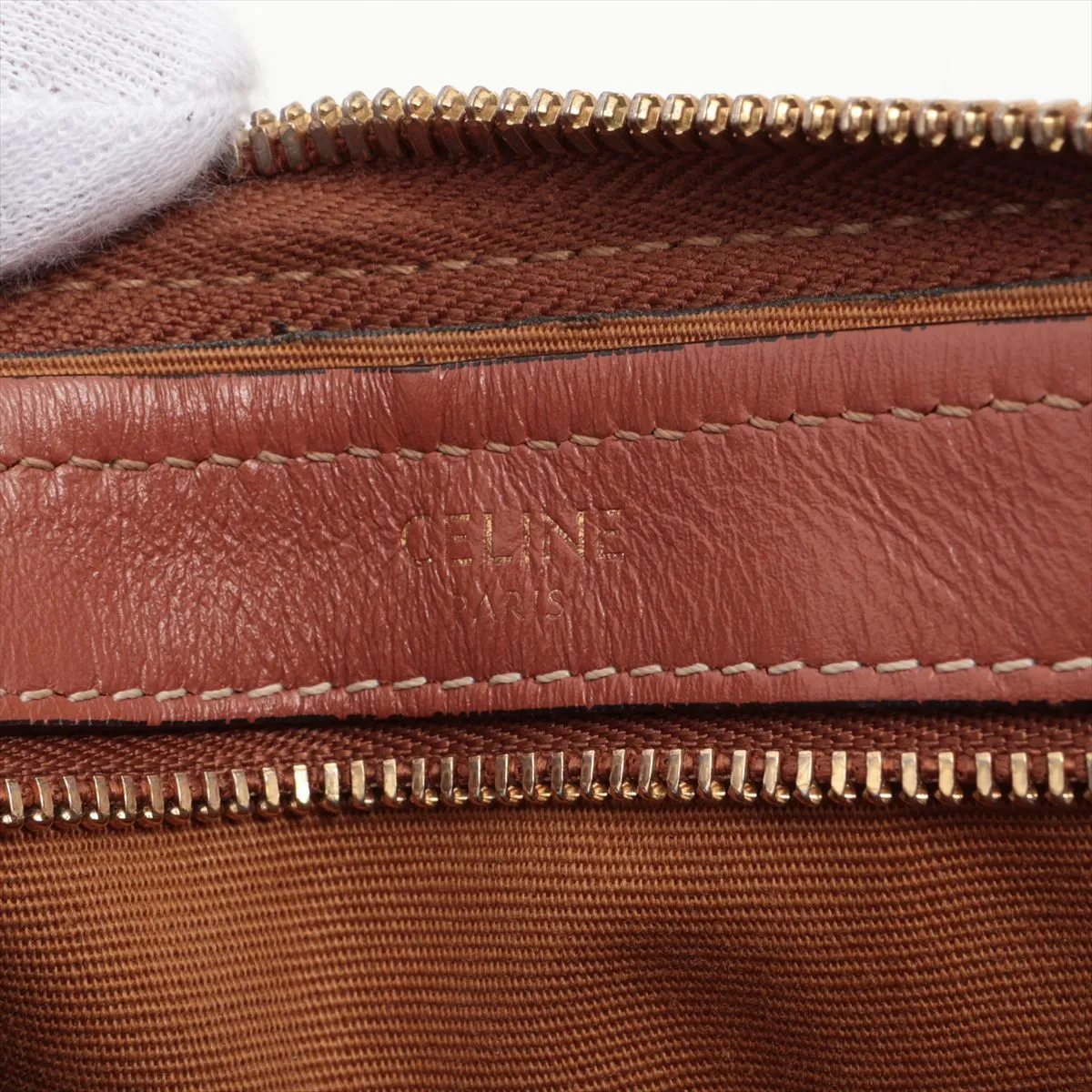 Triomphe PVC x Leather 2WAY Handbag Brown — view 10