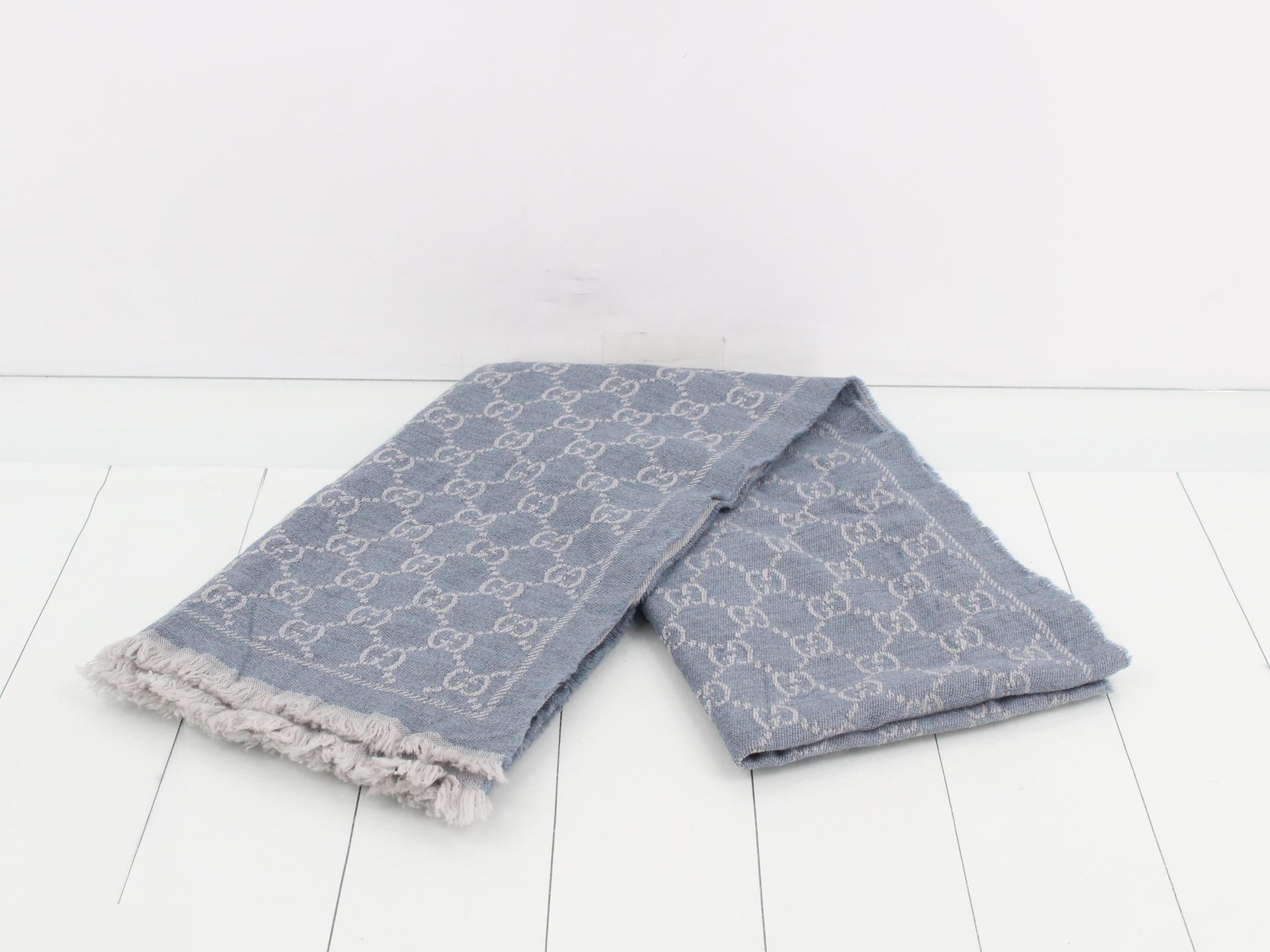 GG Jacquard Stole, Light Blue — view 2