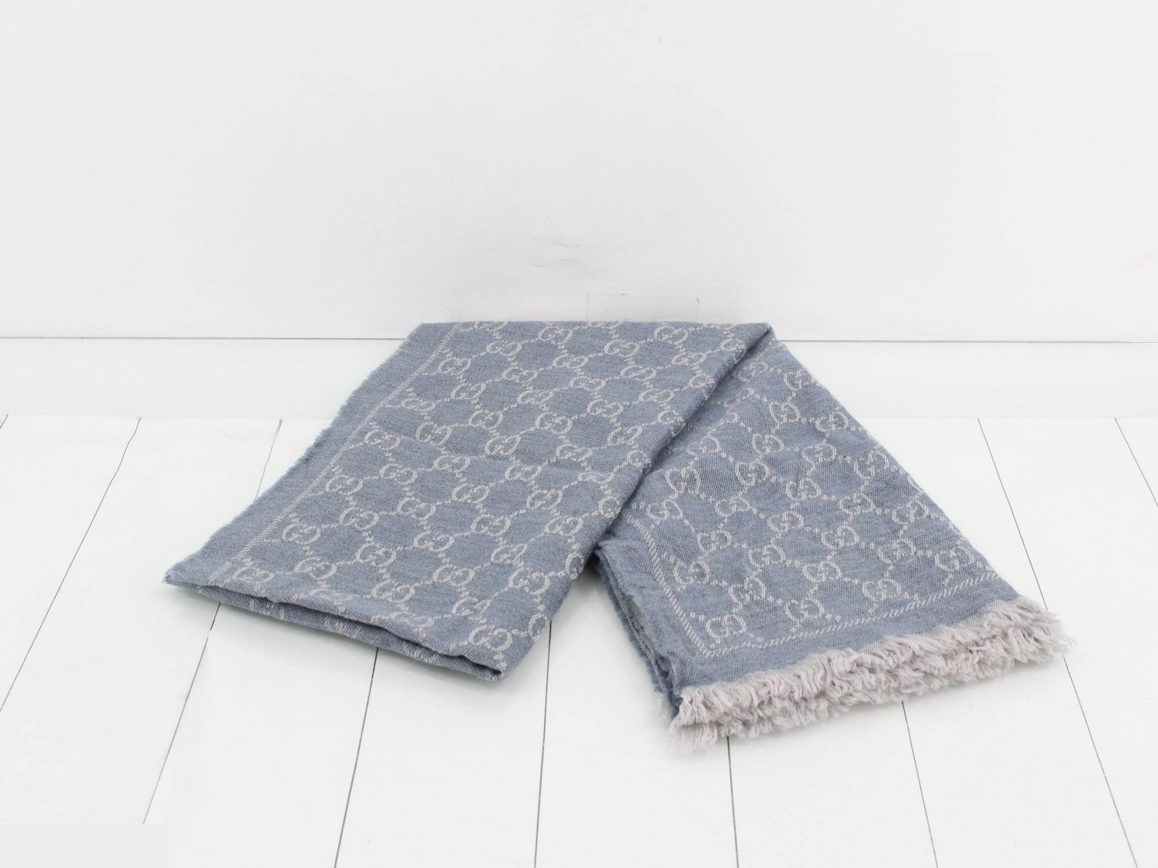 GG Jacquard Stole, Light Blue — view 3
