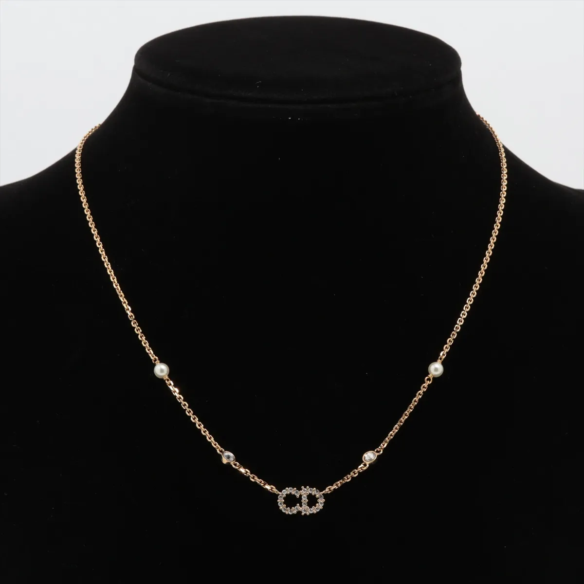 Clair D Lune Necklace GP x Rhinestone x Fake Pearl Gold — view 6