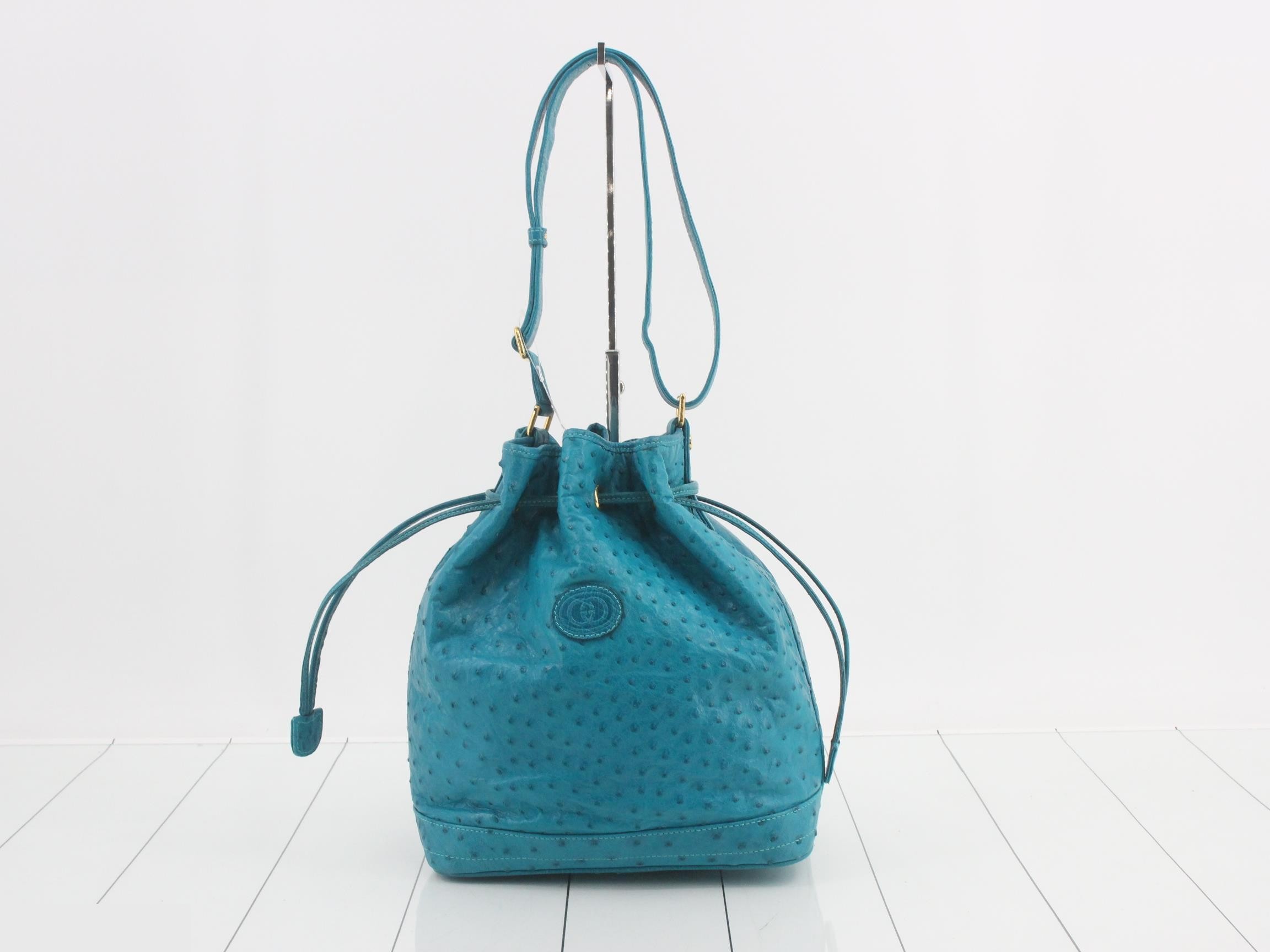 Ostrich drawstring bag