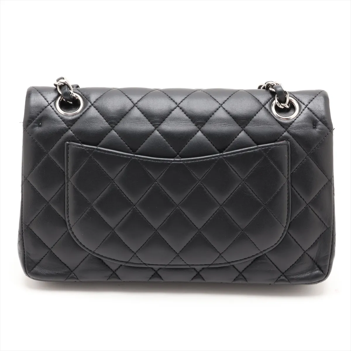 [Individually packaged] Chanel Matelassé 23 Small Lambskin Double Flap Double Chain Bag, Black with Silver Hardware, 11133044, Series 11, A01113 — view 2