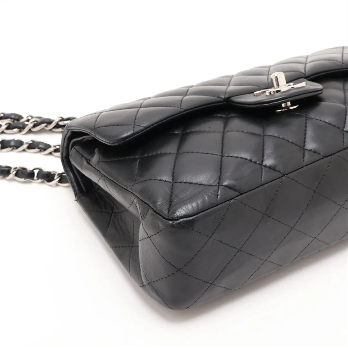 [Individually packaged] Chanel Matelassé 23 Small Lambskin Double Flap Double Chain Bag, Black with Silver Hardware, 11133044, Series 11, A01113 — view 4