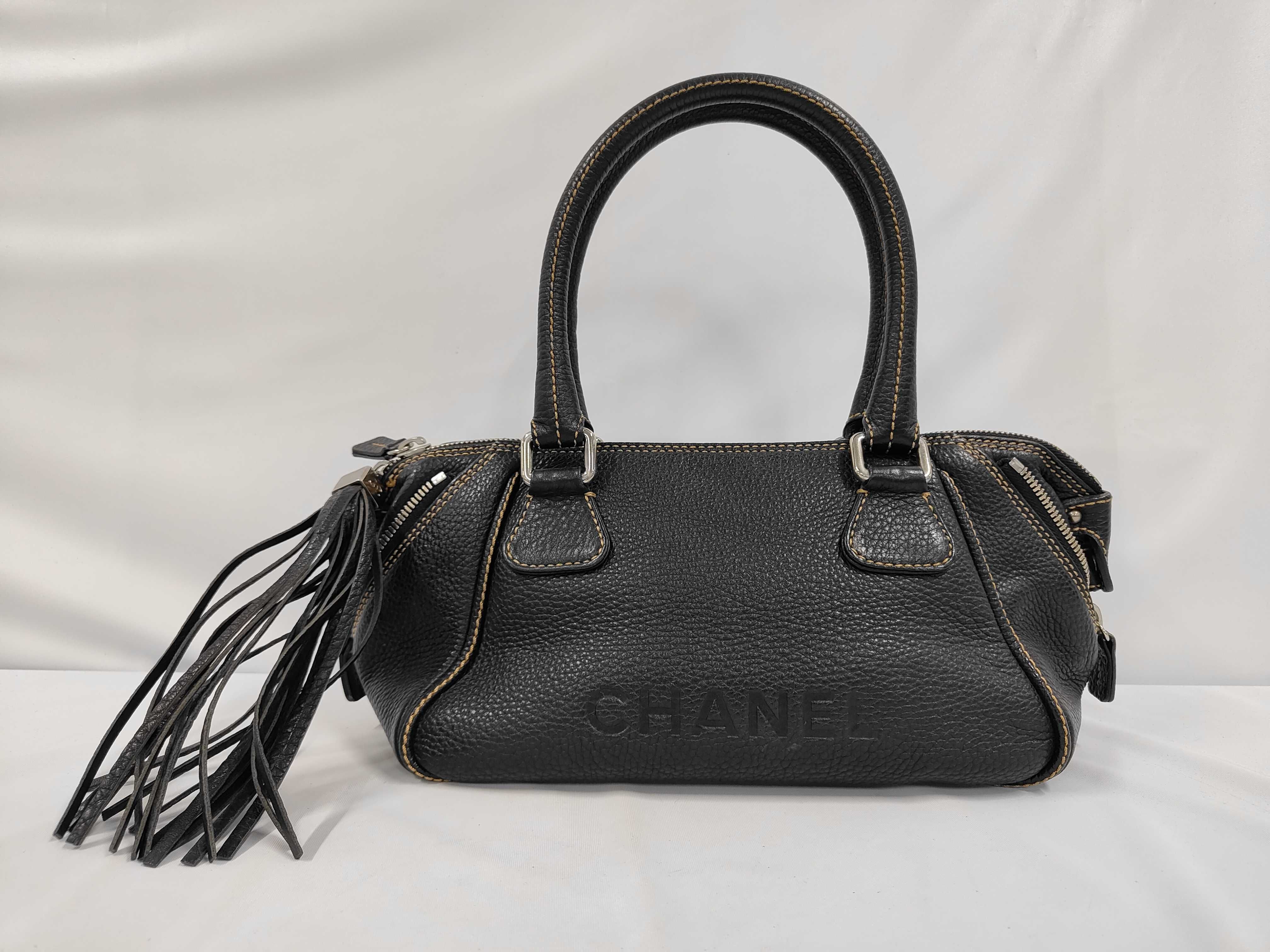logo fringe handbag, mini Boston shoulder bag