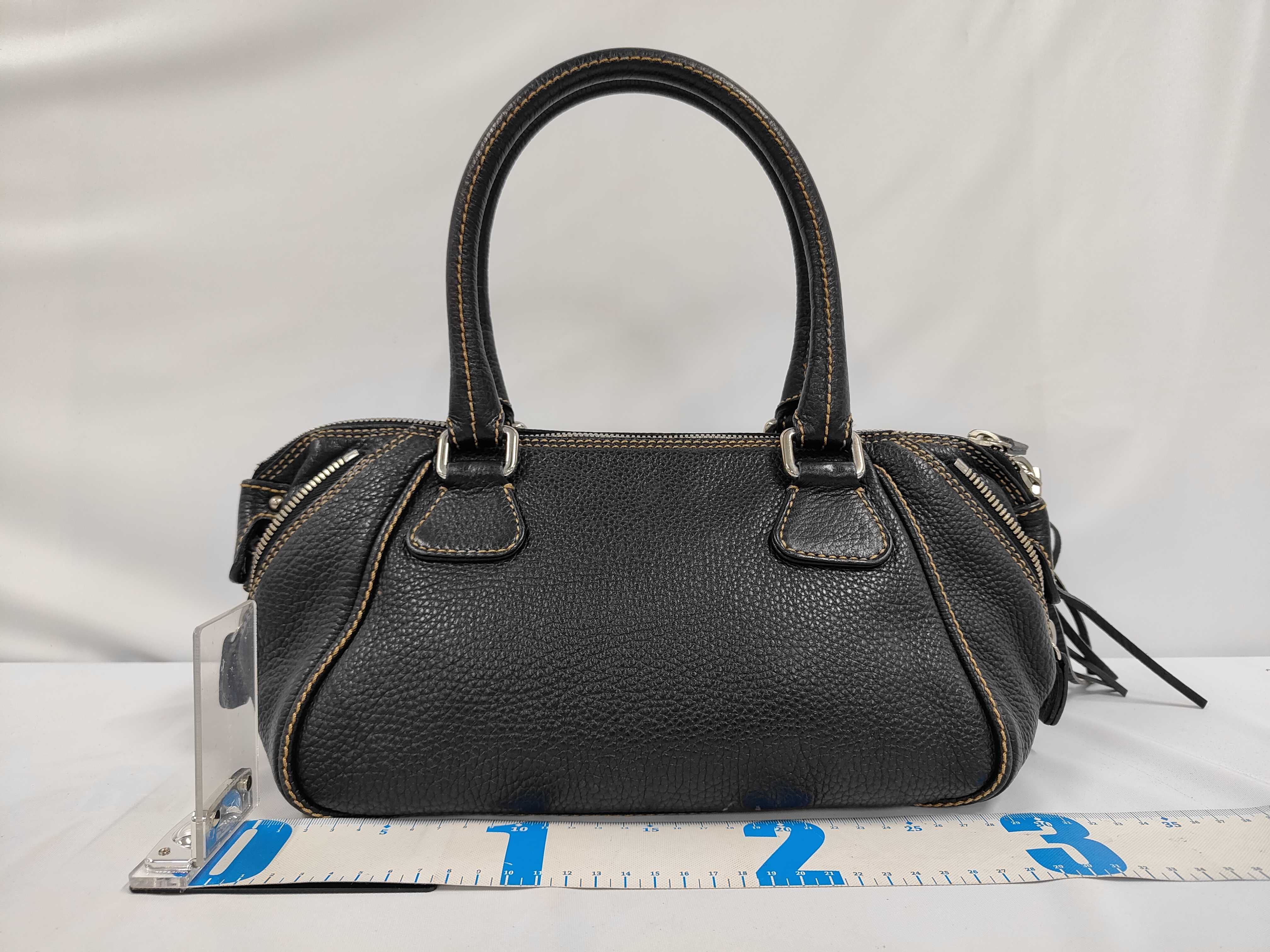 logo fringe handbag, mini Boston shoulder bag — view 2