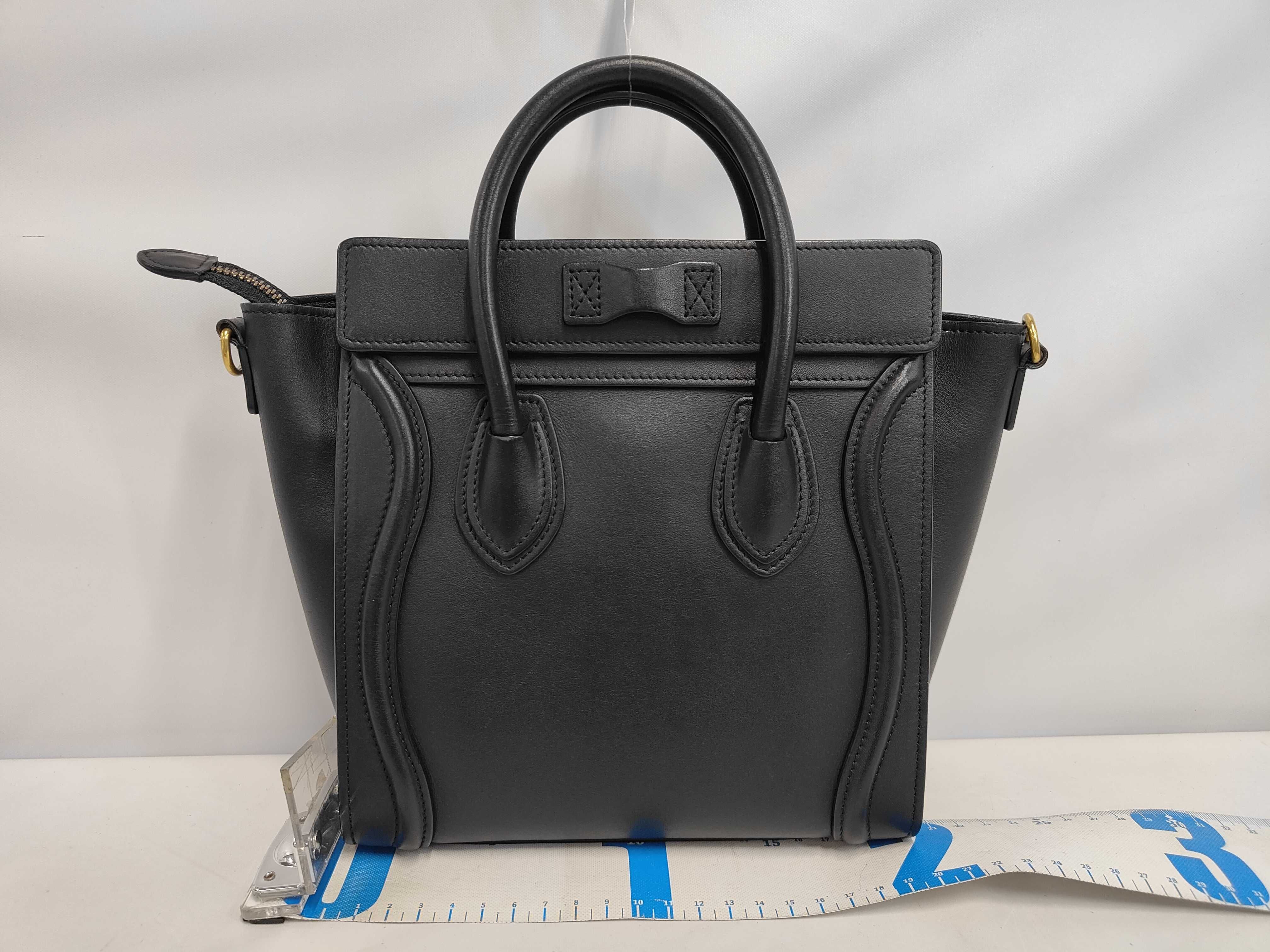 Luggage Nano Shopper 2-Way Calfskin Black Handbag — view 2
