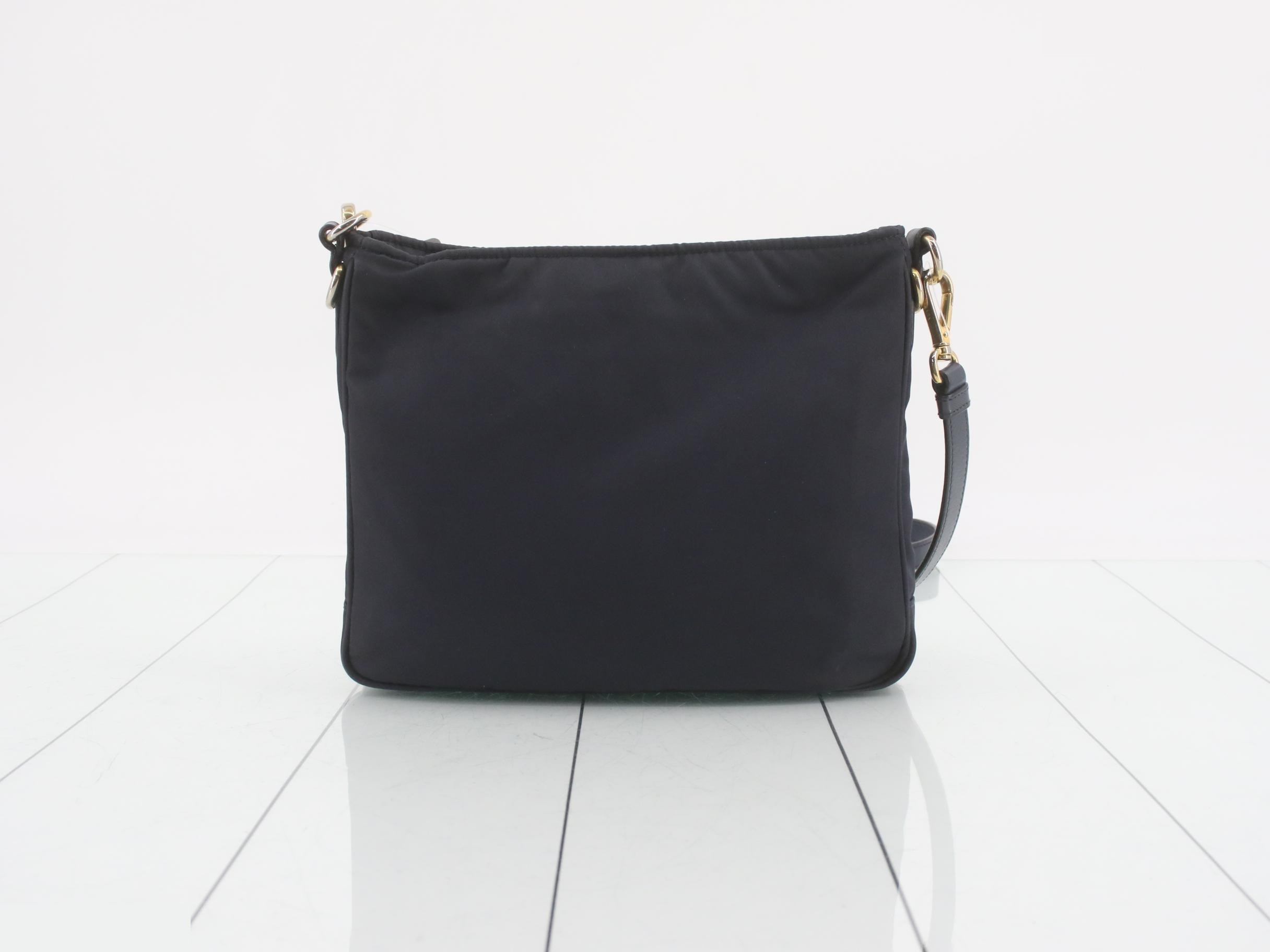 Triangle Logo Shoulder Bag, Navy, Tessuto — view 2