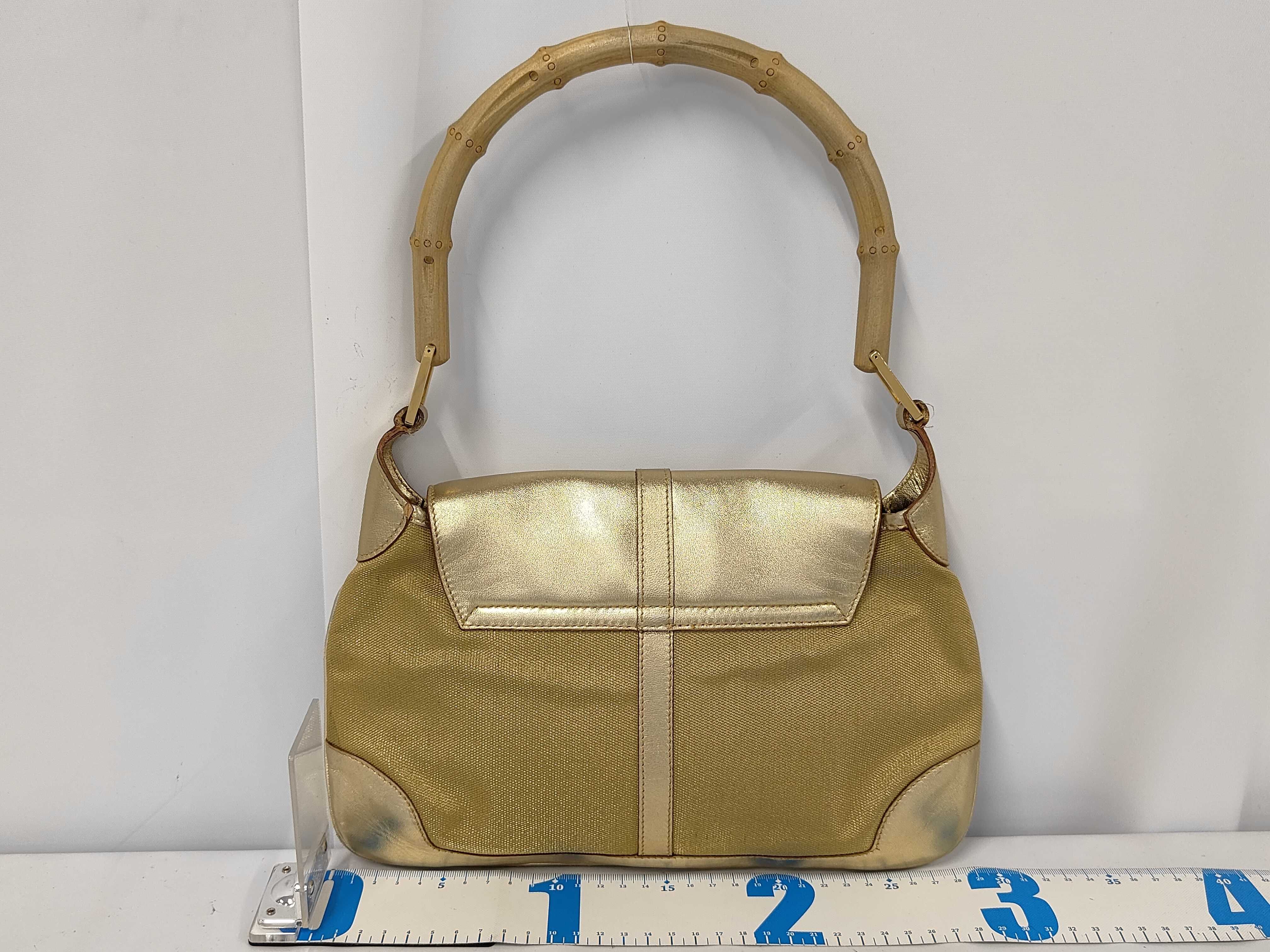 One-Shoulder Bamboo Gold Handbag — view 2