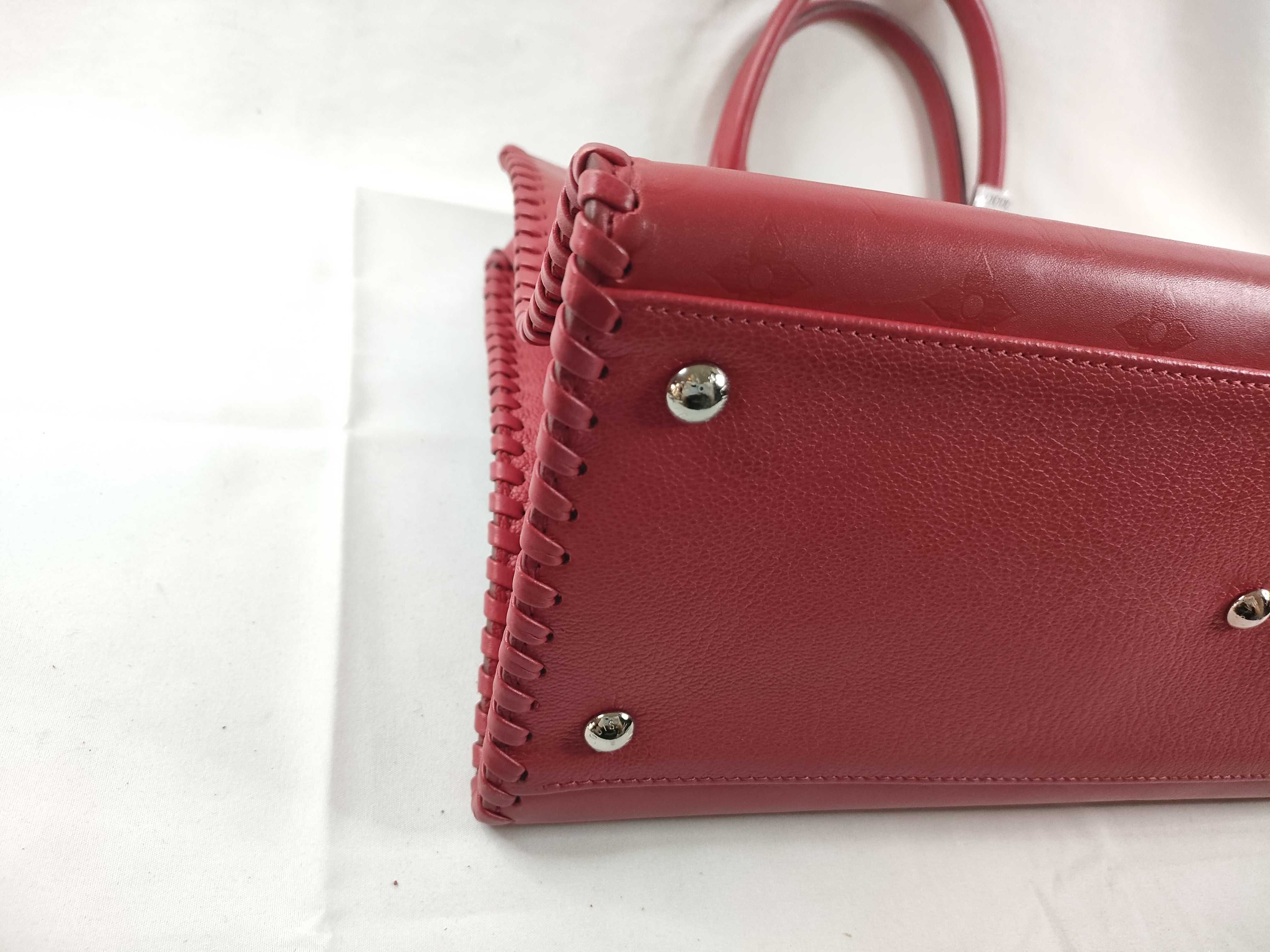 PH- Monogram Tote Bag V Shaped Shoulder Bag Red Leather M Tote Bag — view 3