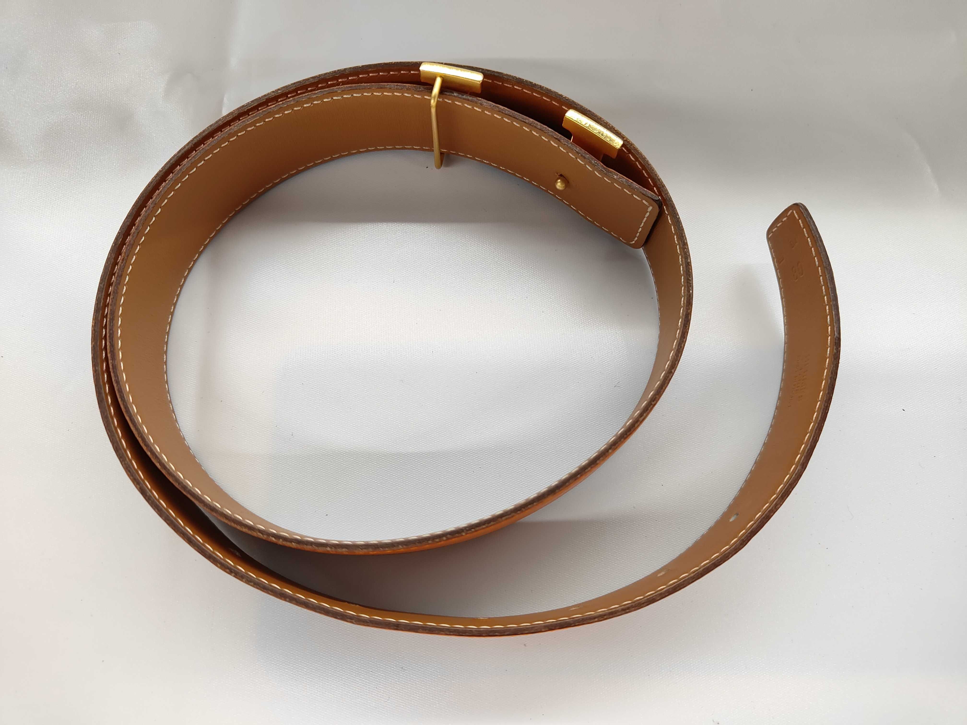Constance Gold Hardware H Orange Belt — view 4
