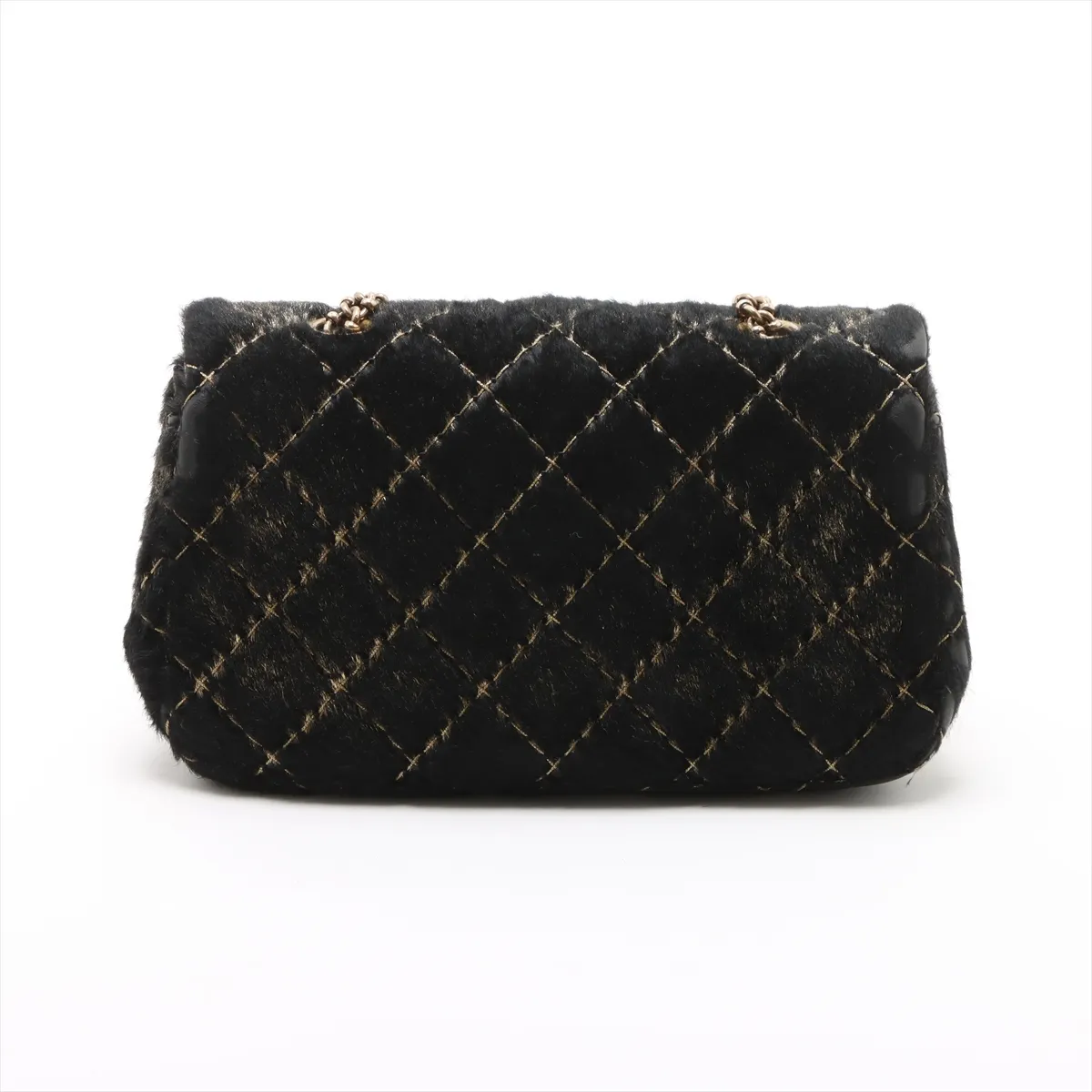Matelasse Haraco x Leather Single Flap Single Chain Bag Black Gold Hardware 21200815 21s — view 2