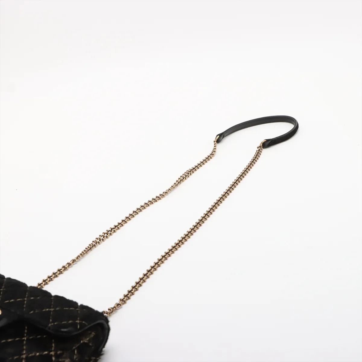 Matelasse Haraco x Leather Single Flap Single Chain Bag Black Gold Hardware 21200815 21s — view 5