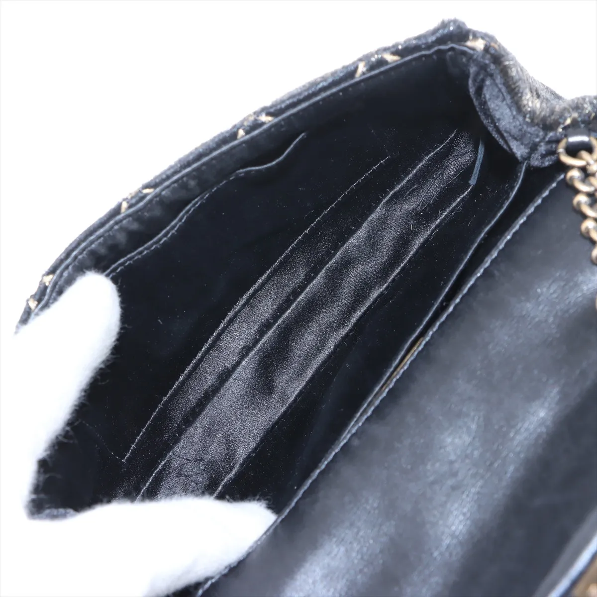 Matelasse Haraco x Leather Single Flap Single Chain Bag Black Gold Hardware 21200815 21s — view 6