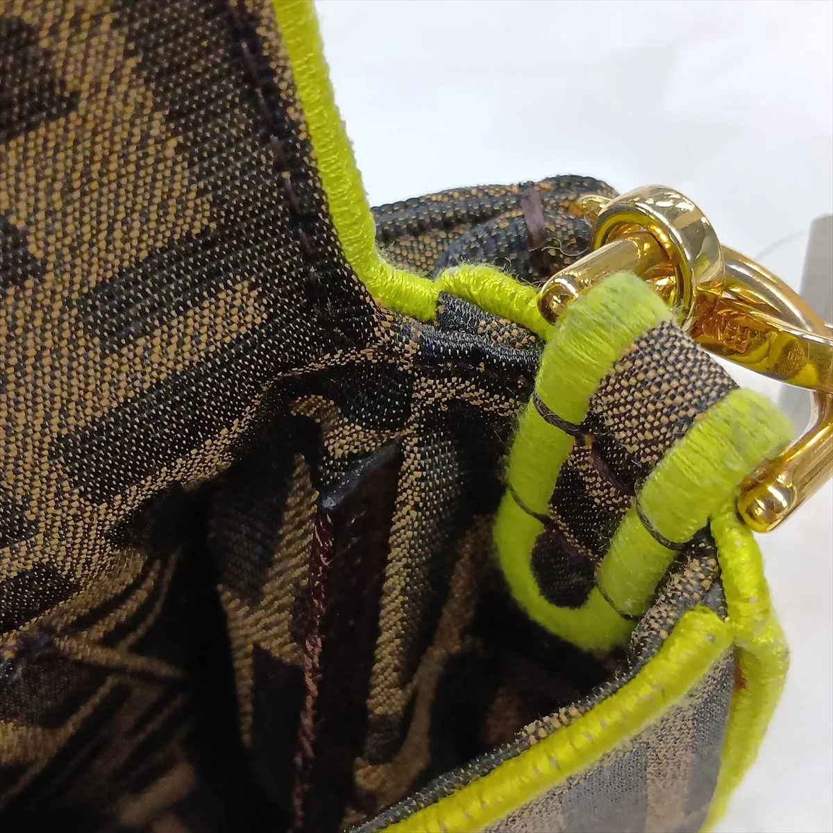 Zucca Mini Bucket 8BS017 Canvas 2-Way Shoulder Bag Brown x Yellow — view 13