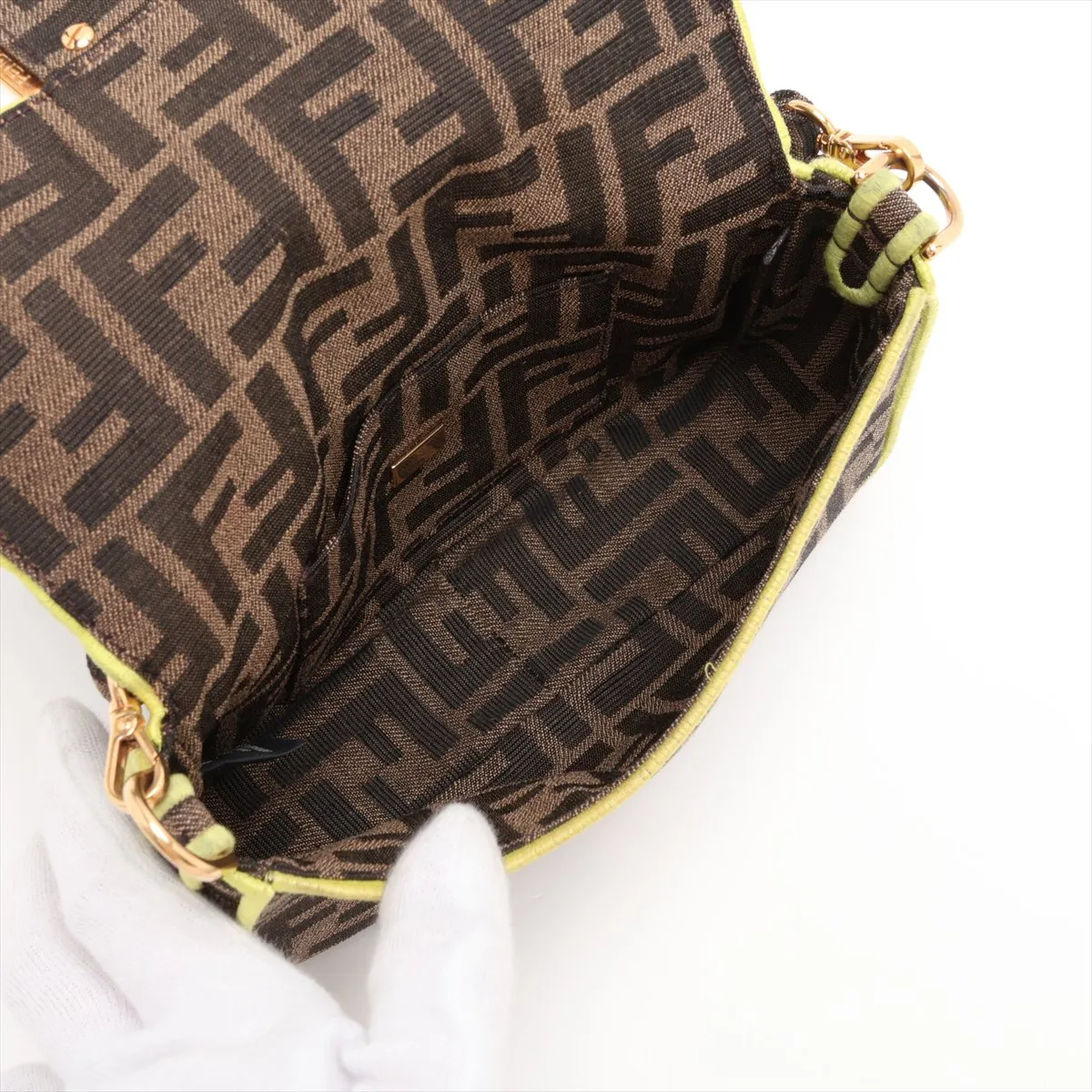 Zucca Mini Bucket 8BS017 Canvas 2-Way Shoulder Bag Brown x Yellow — view 8