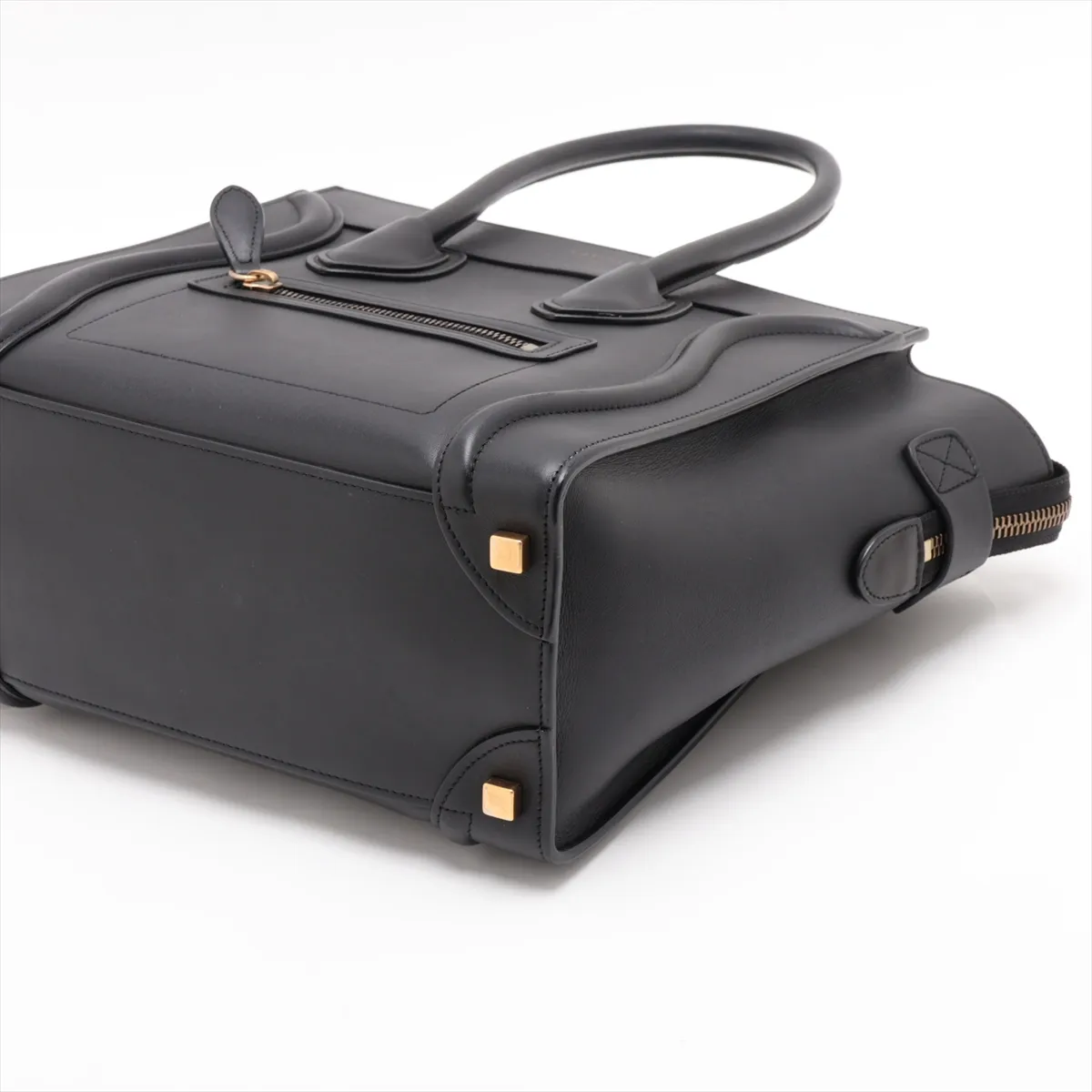 Luggage Micro Shopper Leather Handbag, Black — view 3