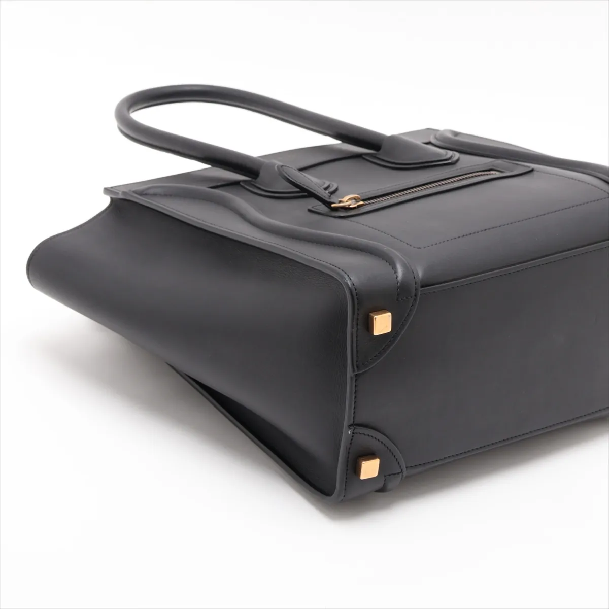 Luggage Micro Shopper Leather Handbag, Black — view 4