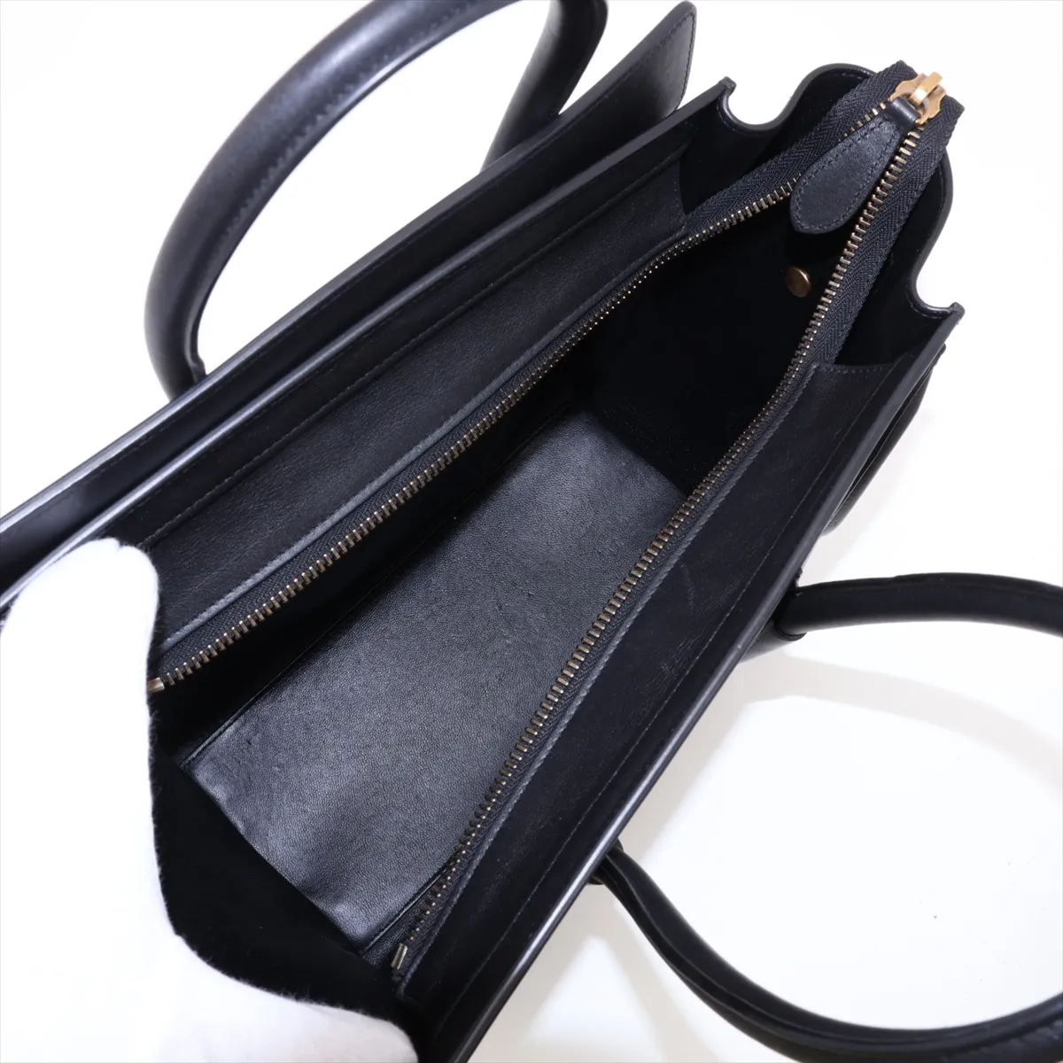 Luggage Micro Shopper Leather Handbag, Black — view 7