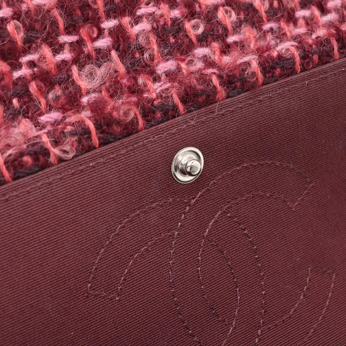 Matelasse Tweed x Velvet Double Flap Double Chain Bag Red Gunmetal Metal Fittings 20183701 20s — view 11