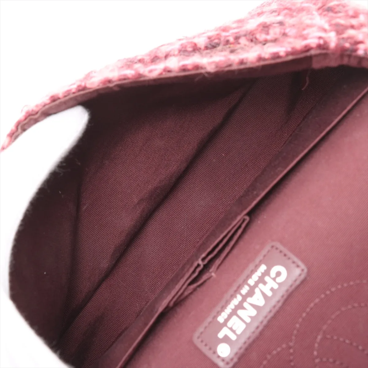 Matelasse Tweed x Velvet Double Flap Double Chain Bag Red Gunmetal Metal Fittings 20183701 20s — view 6