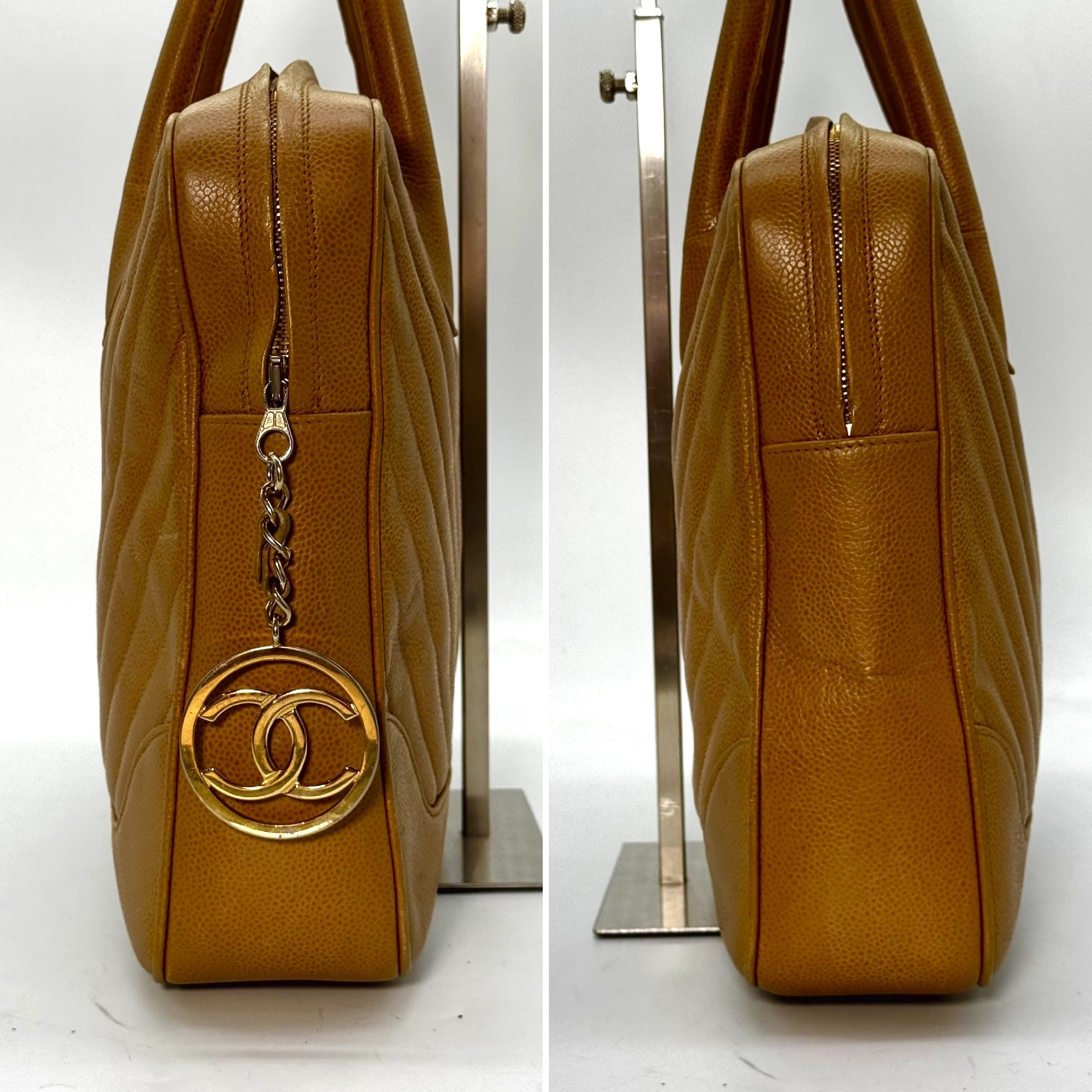 Caviar Skin Circle Coco Handbag, Beige, 196156 (Serial number unclear) — view 3