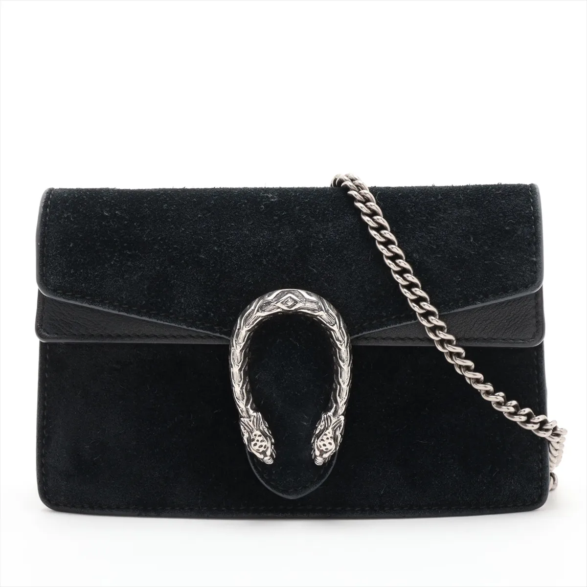 Dionysus Suede x Leather Chain Shoulder Bag, Black, 476432