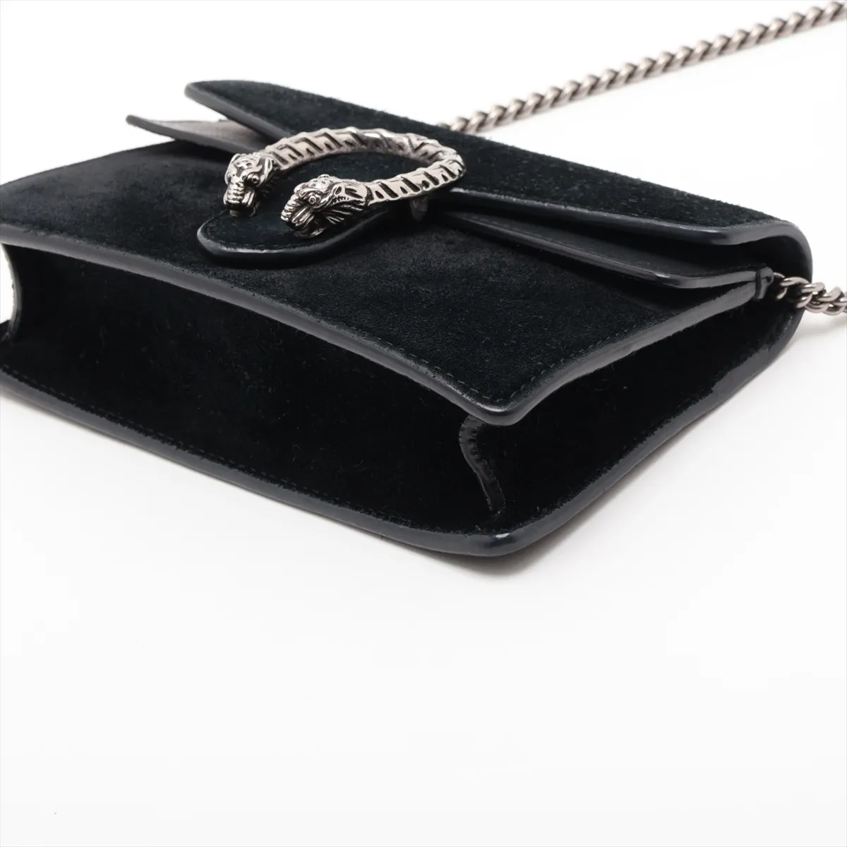 Dionysus Suede x Leather Chain Shoulder Bag, Black, 476432 — view 3