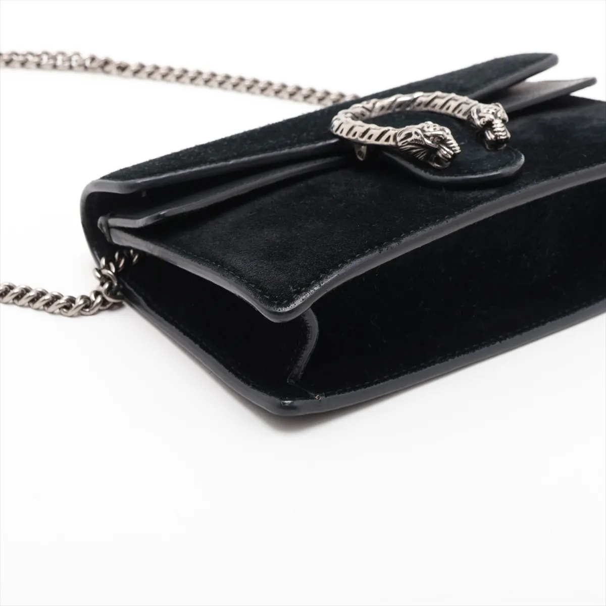 Dionysus Suede x Leather Chain Shoulder Bag, Black, 476432 — view 4