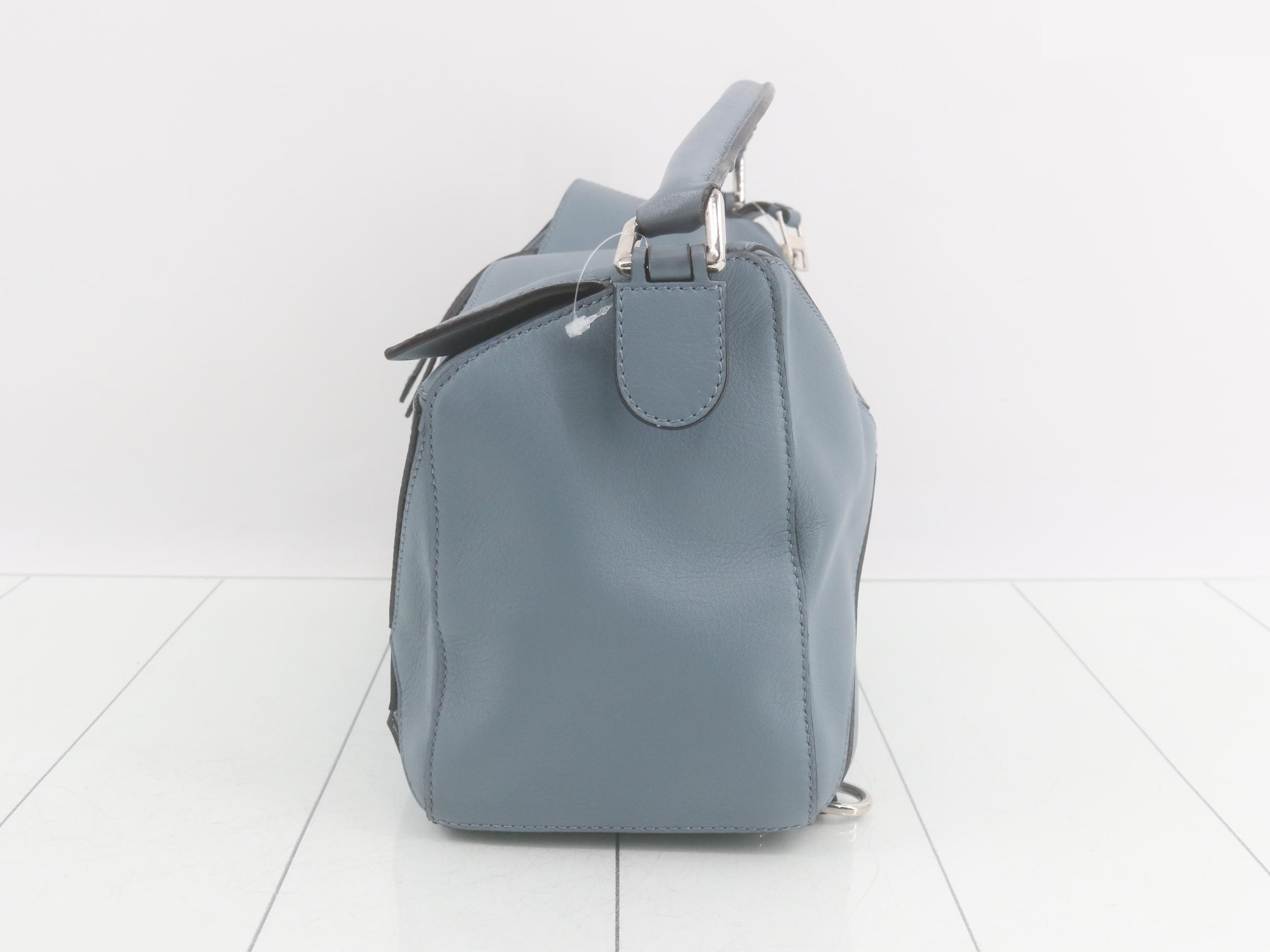 Puzzle Medium Leather 2-Way Handbag, Blue — view 3