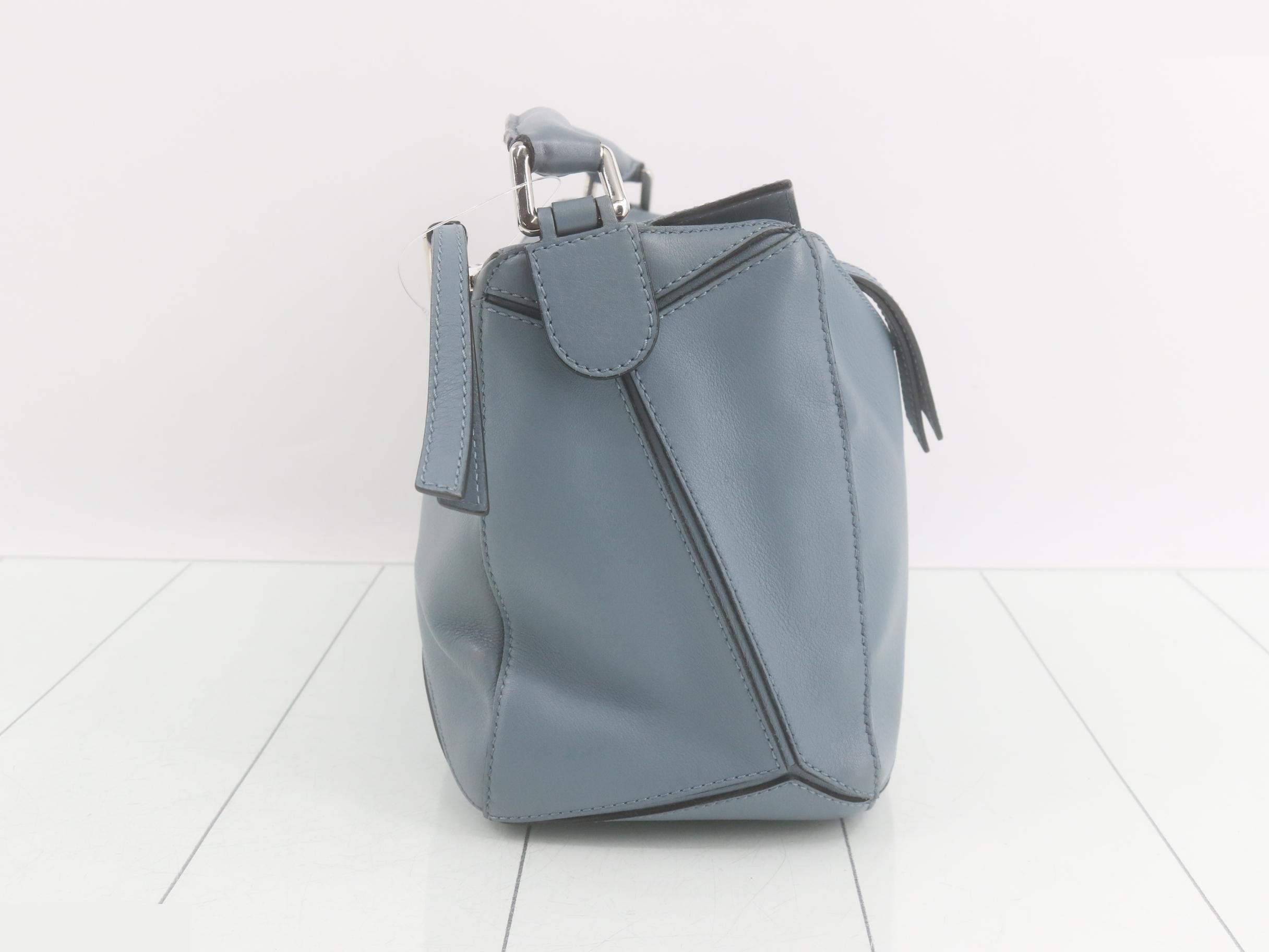 Puzzle Medium Leather 2-Way Handbag, Blue — view 4