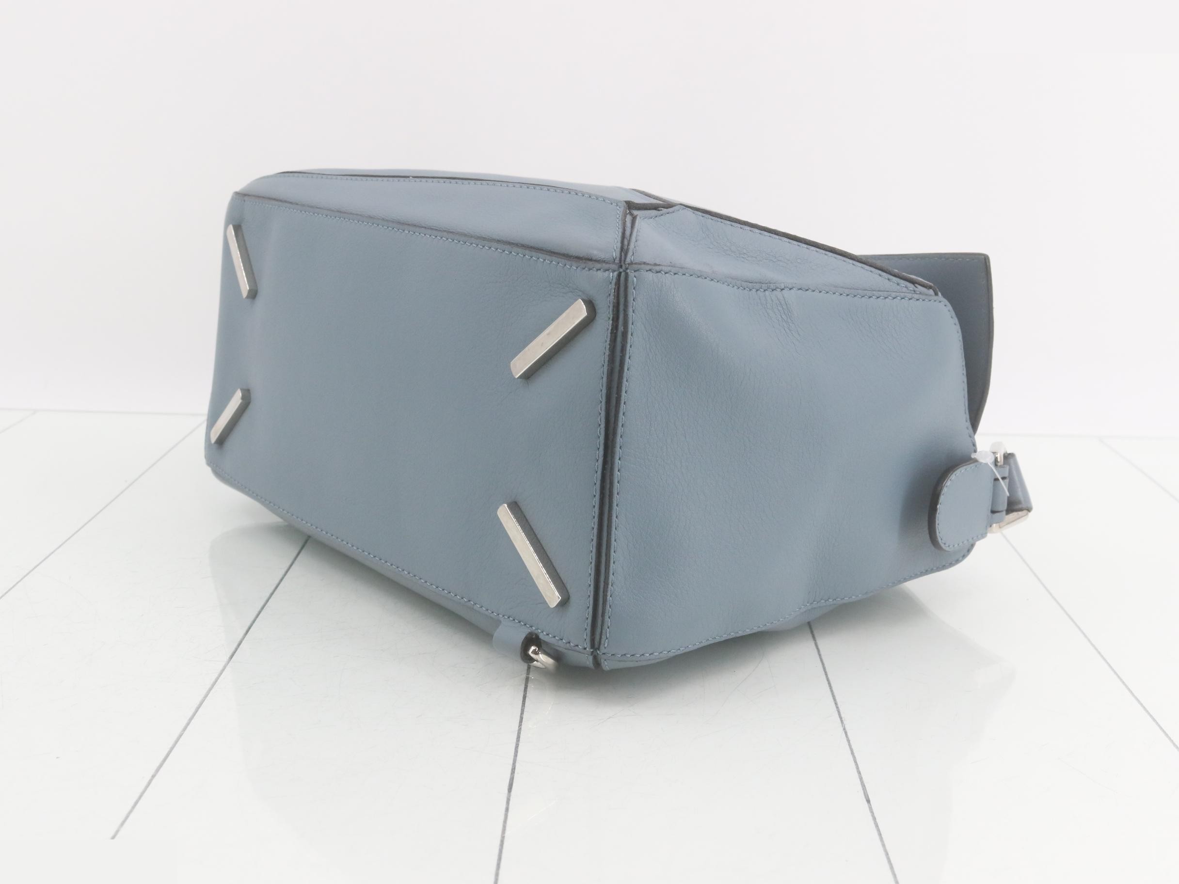 Puzzle Medium Leather 2-Way Handbag, Blue — view 6