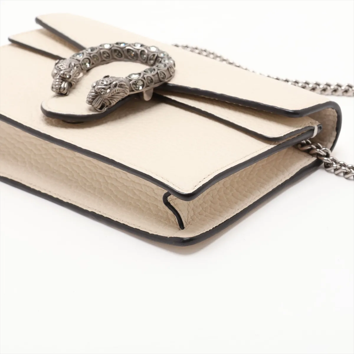 Dionysus 476432 Leather Chain Shoulder Bag, White — view 3
