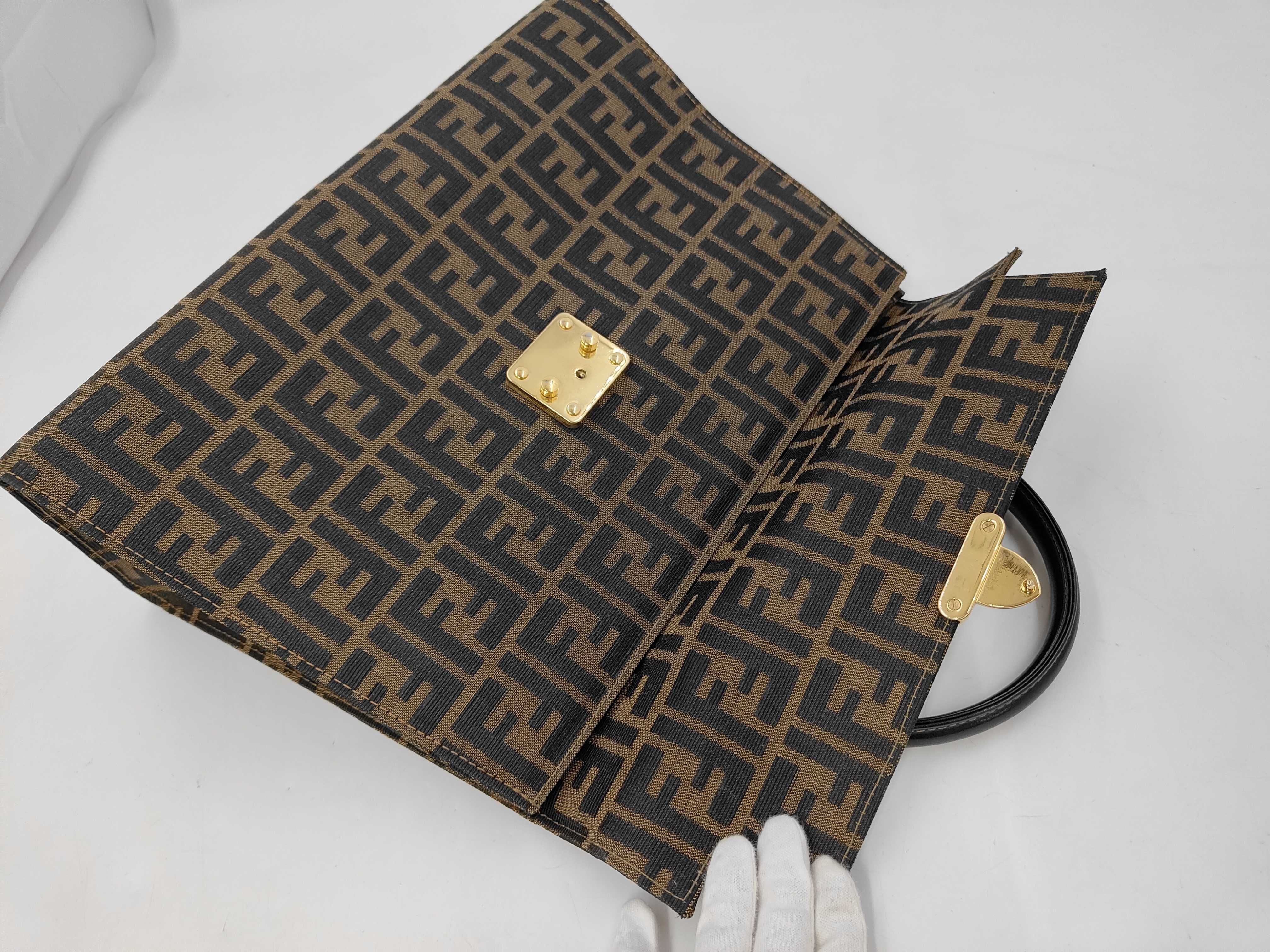 Zucca handbag, canvas and leather, brown, with dust bag. — view 8