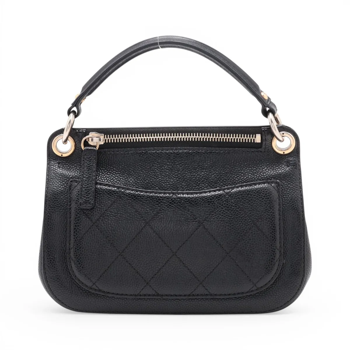 Matelassé Caviar Skin Chain Shoulder Bag, Black with Gold Hardware, 23501109, Serial Number 23 — view 2