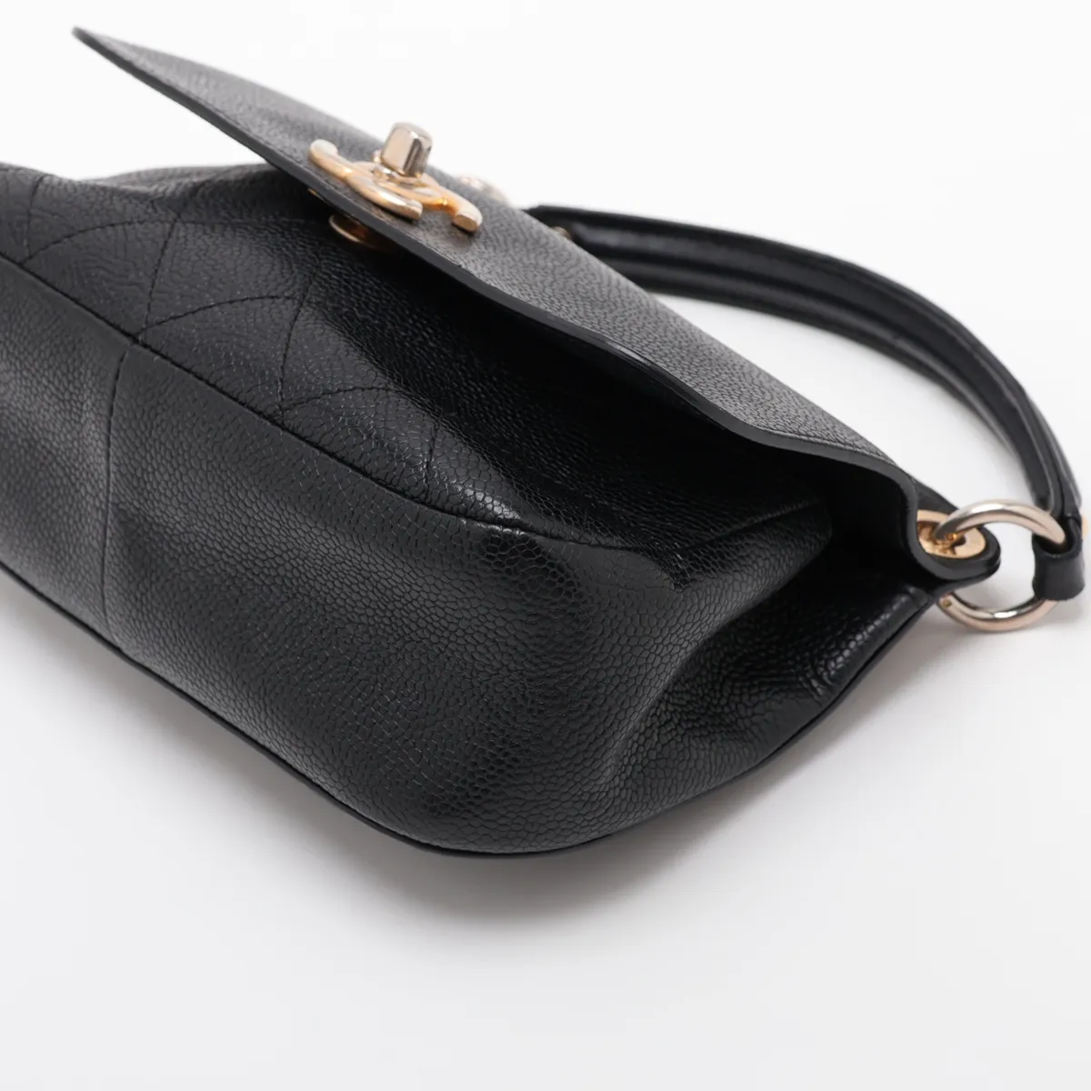 Matelassé Caviar Skin Chain Shoulder Bag, Black with Gold Hardware, 23501109, Serial Number 23 — view 3