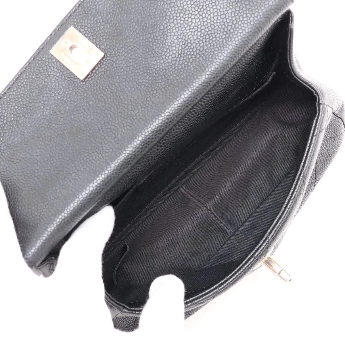 Matelassé Caviar Skin Chain Shoulder Bag, Black with Gold Hardware, 23501109, Serial Number 23 — view 8