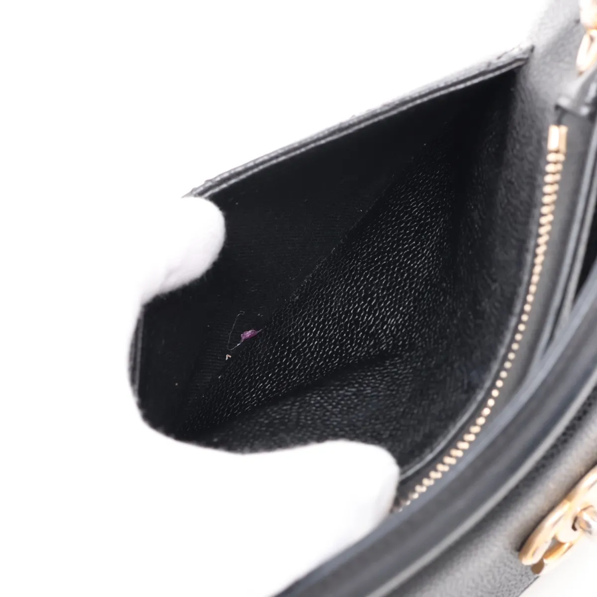 Matelassé Caviar Skin Chain Shoulder Bag, Black with Gold Hardware, 23501109, Serial Number 23 — view 9