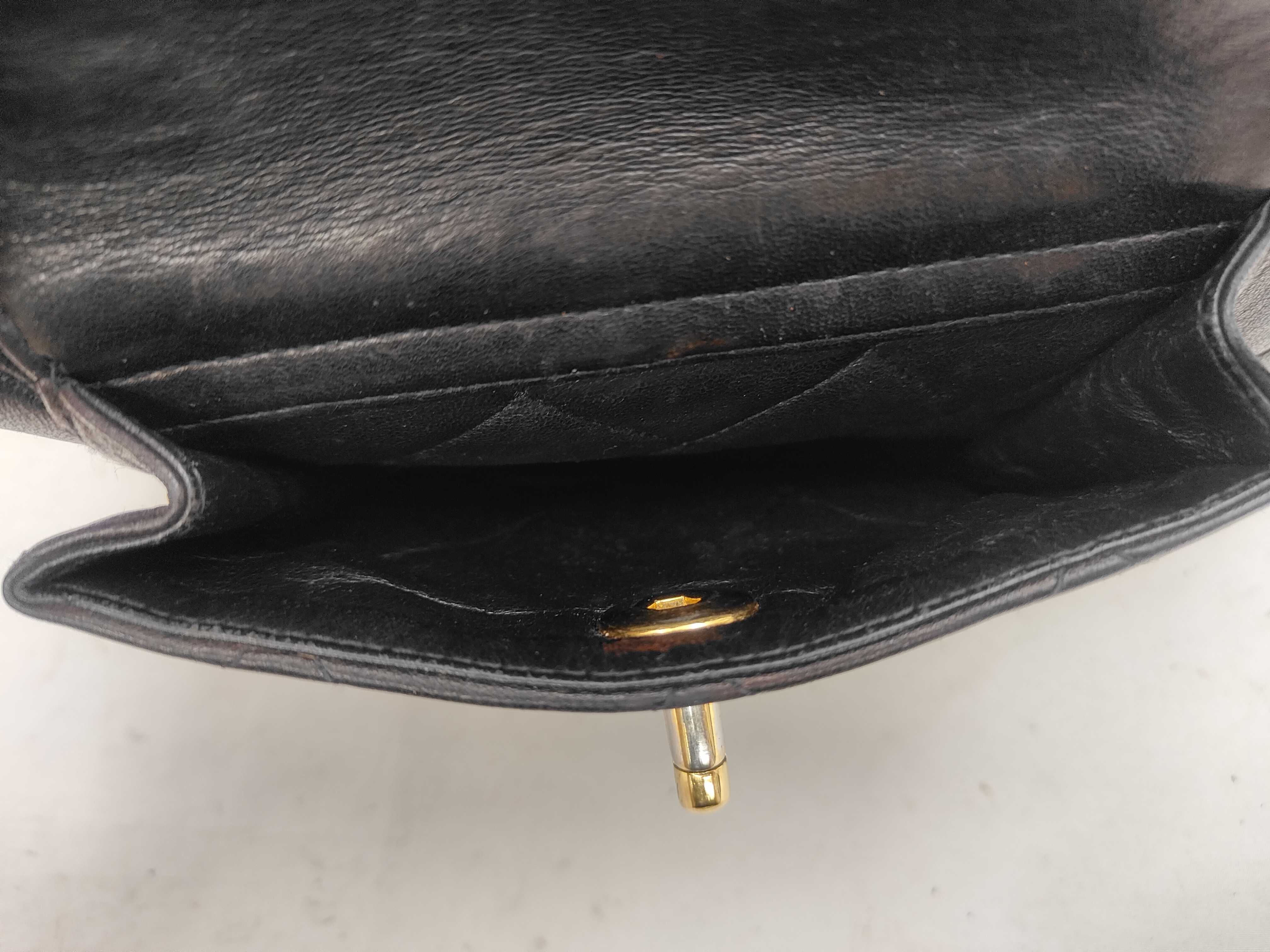 ID- Cow Skin Matelasse Chain Backpack Black Gold Metal Fittings (No Hole Backpack) — view 9