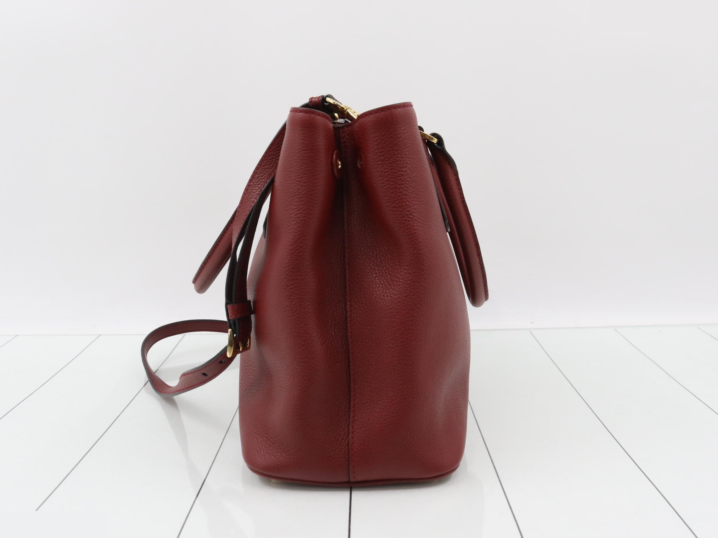 2-Way Tote Bag, Leather, Bordeaux — view 4