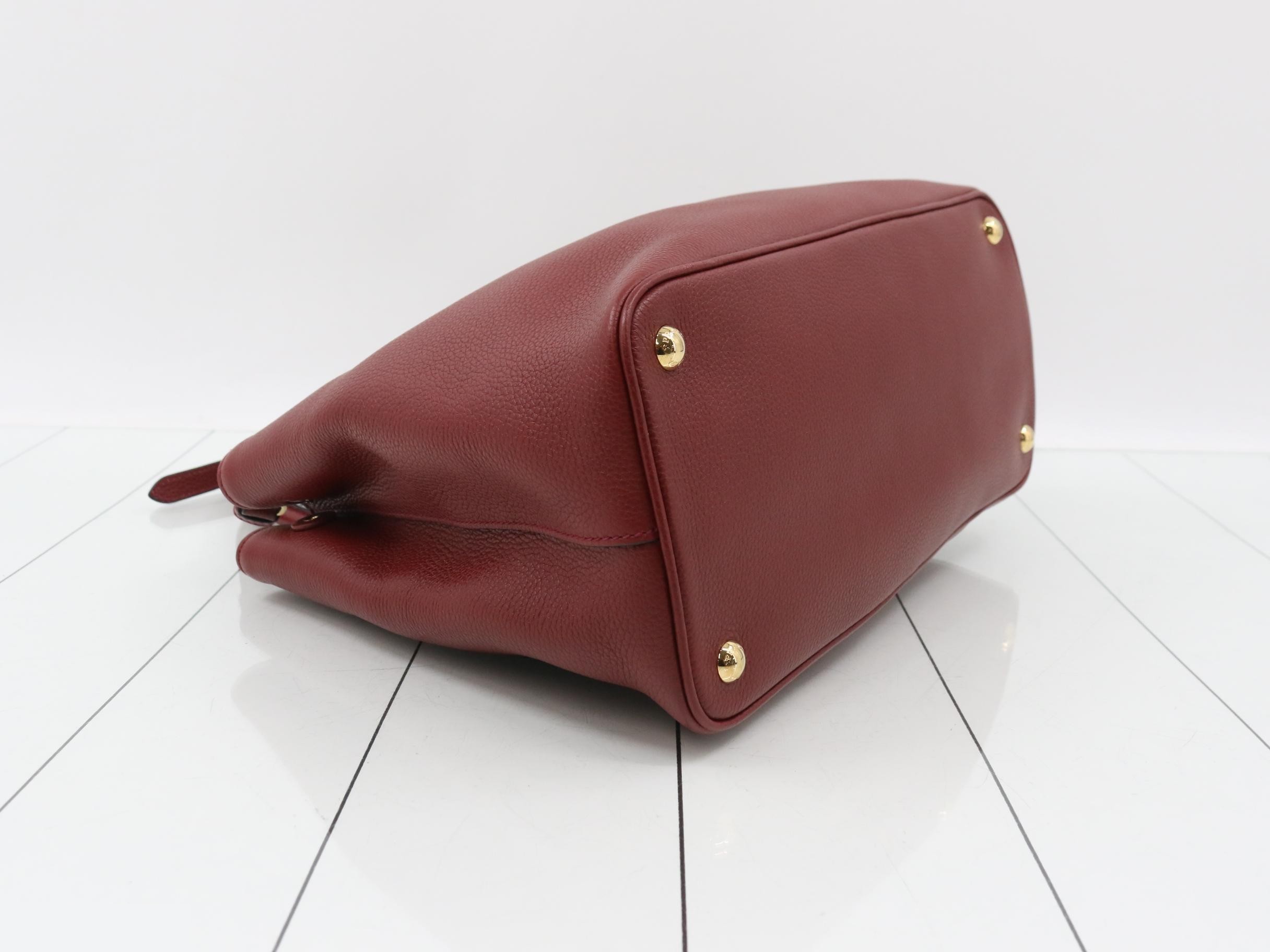 2-Way Tote Bag, Leather, Bordeaux — view 5