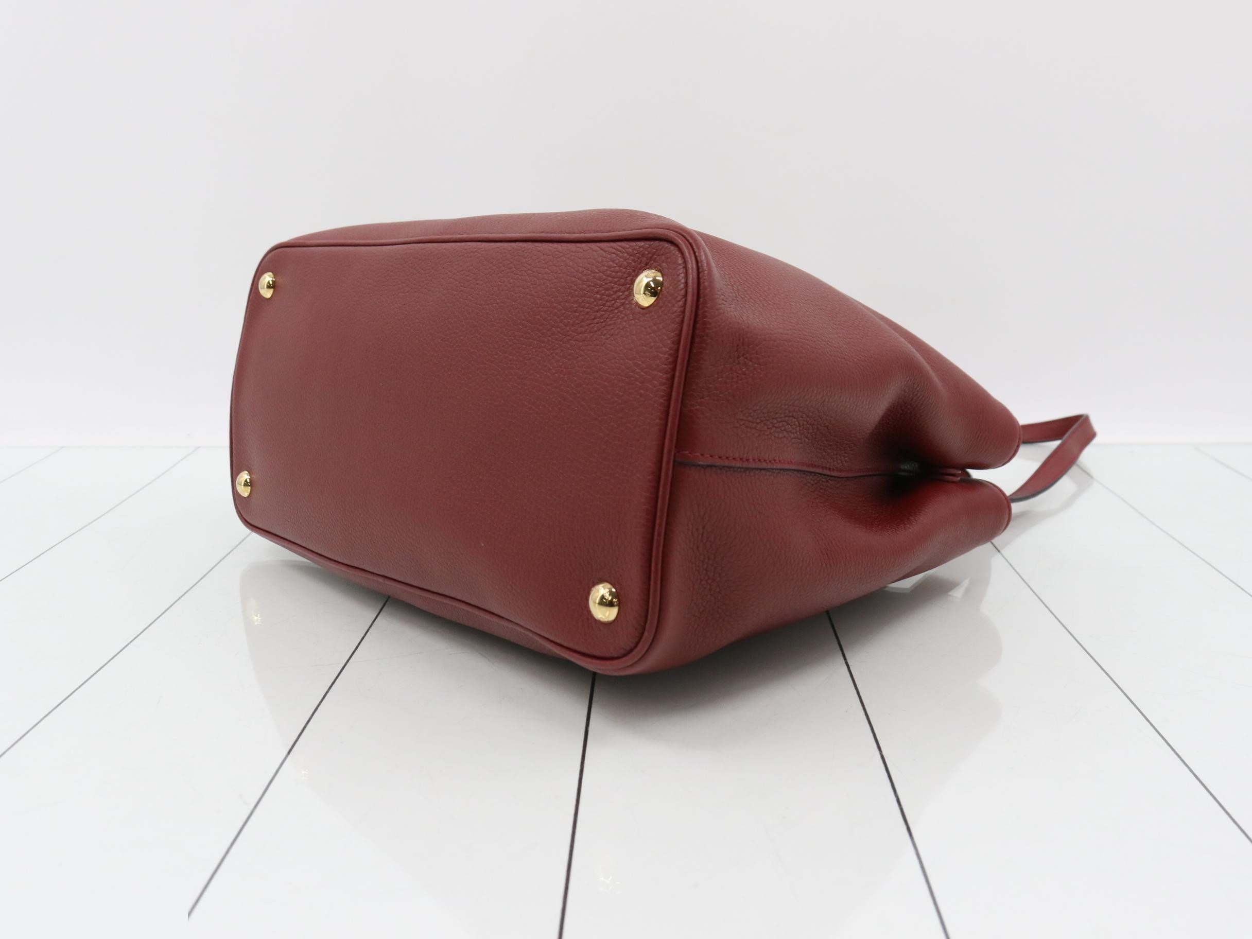 2-Way Tote Bag, Leather, Bordeaux — view 6