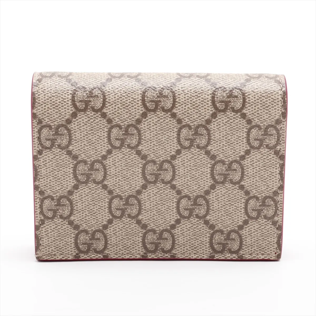 818767 Leather Compact Wallet Beige x Red Dog Detail GG — view 2