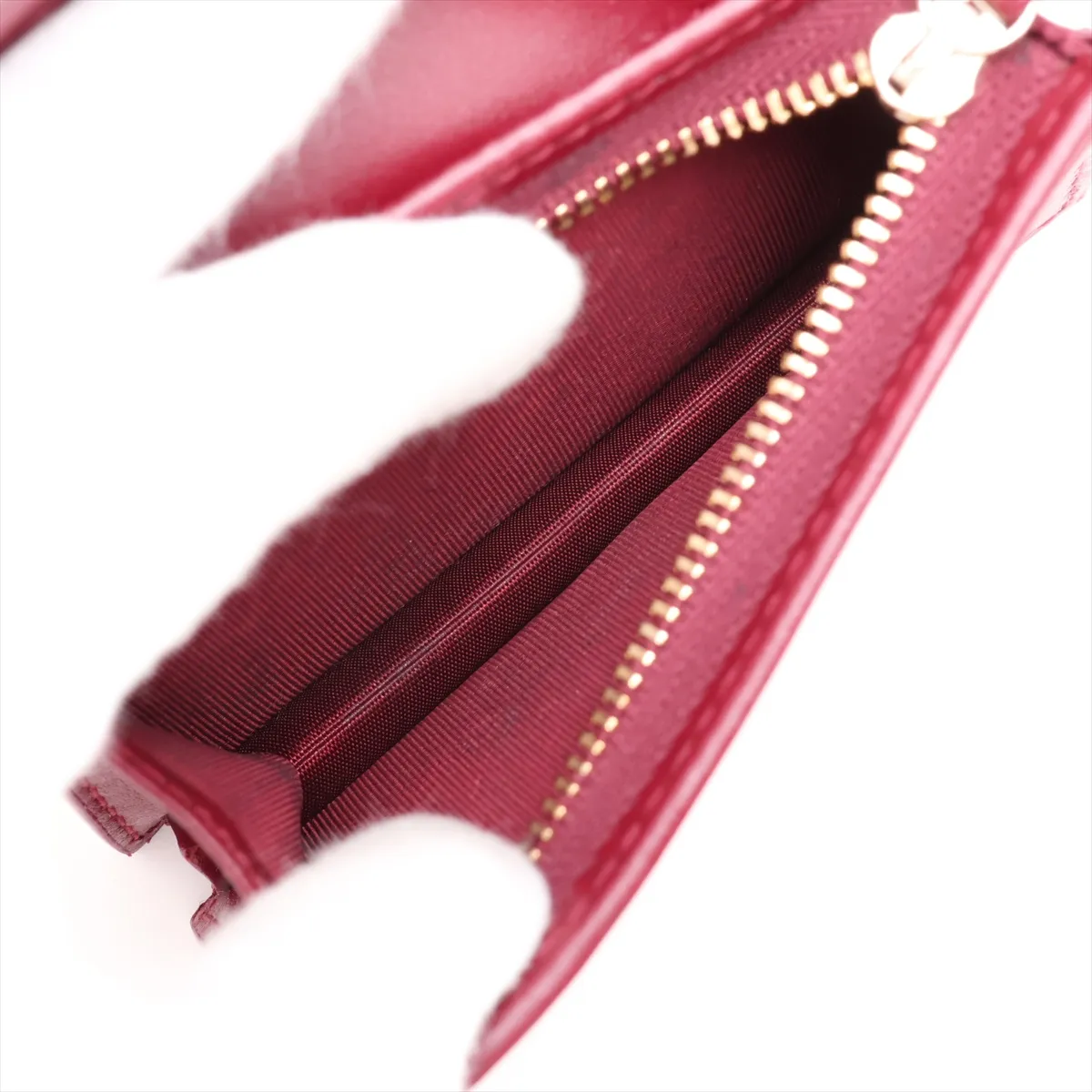 818767 Leather Compact Wallet Beige x Red Dog Detail GG — view 6
