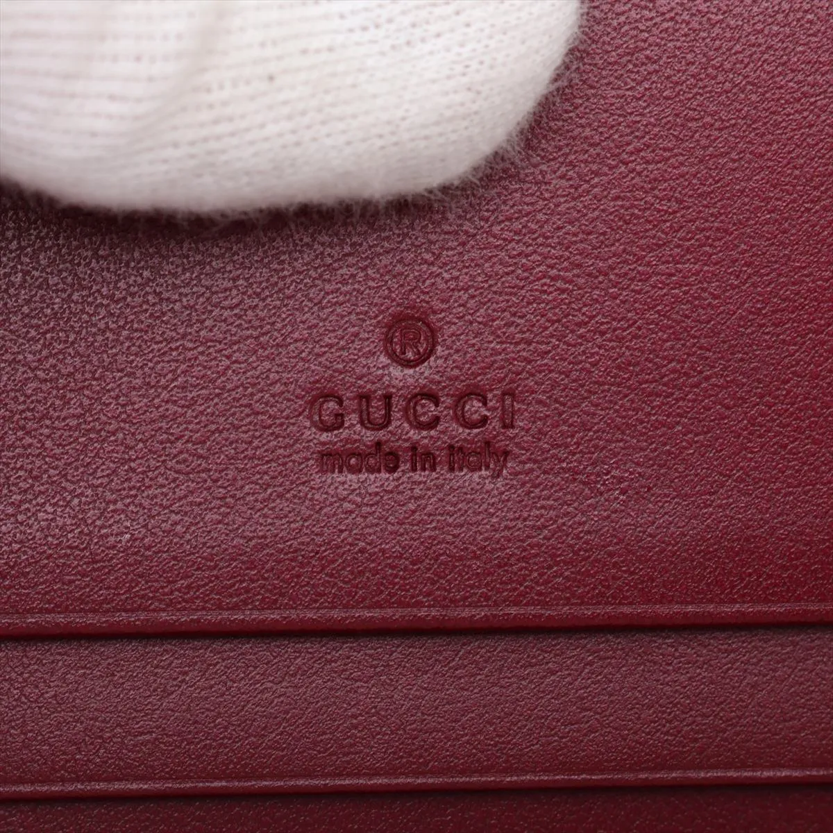818767 Leather Compact Wallet Beige x Red Dog Detail GG — view 7