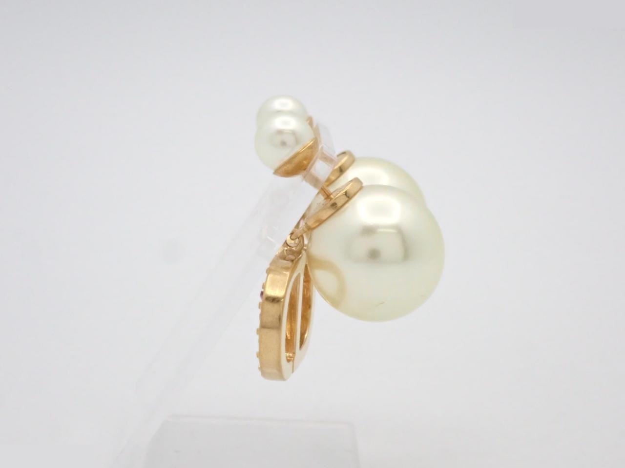 Montaigne Pearl Rhinestone Tribal Earrings - Pink x Gold — view 3