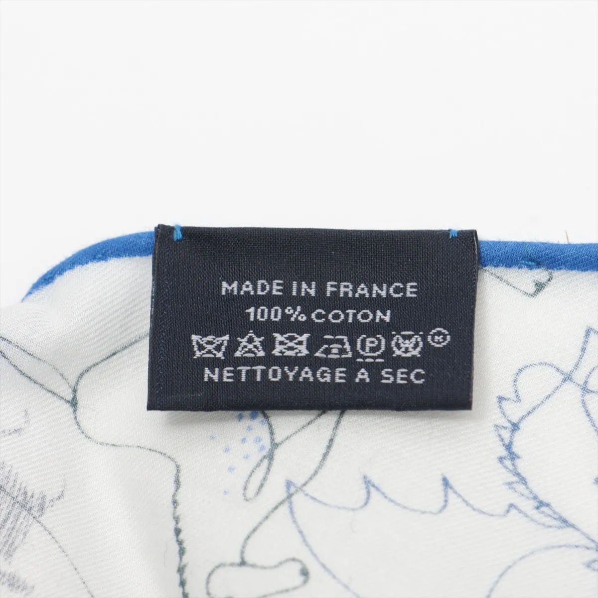 Losange Scarf, Cotton, White x Blue, — view 4