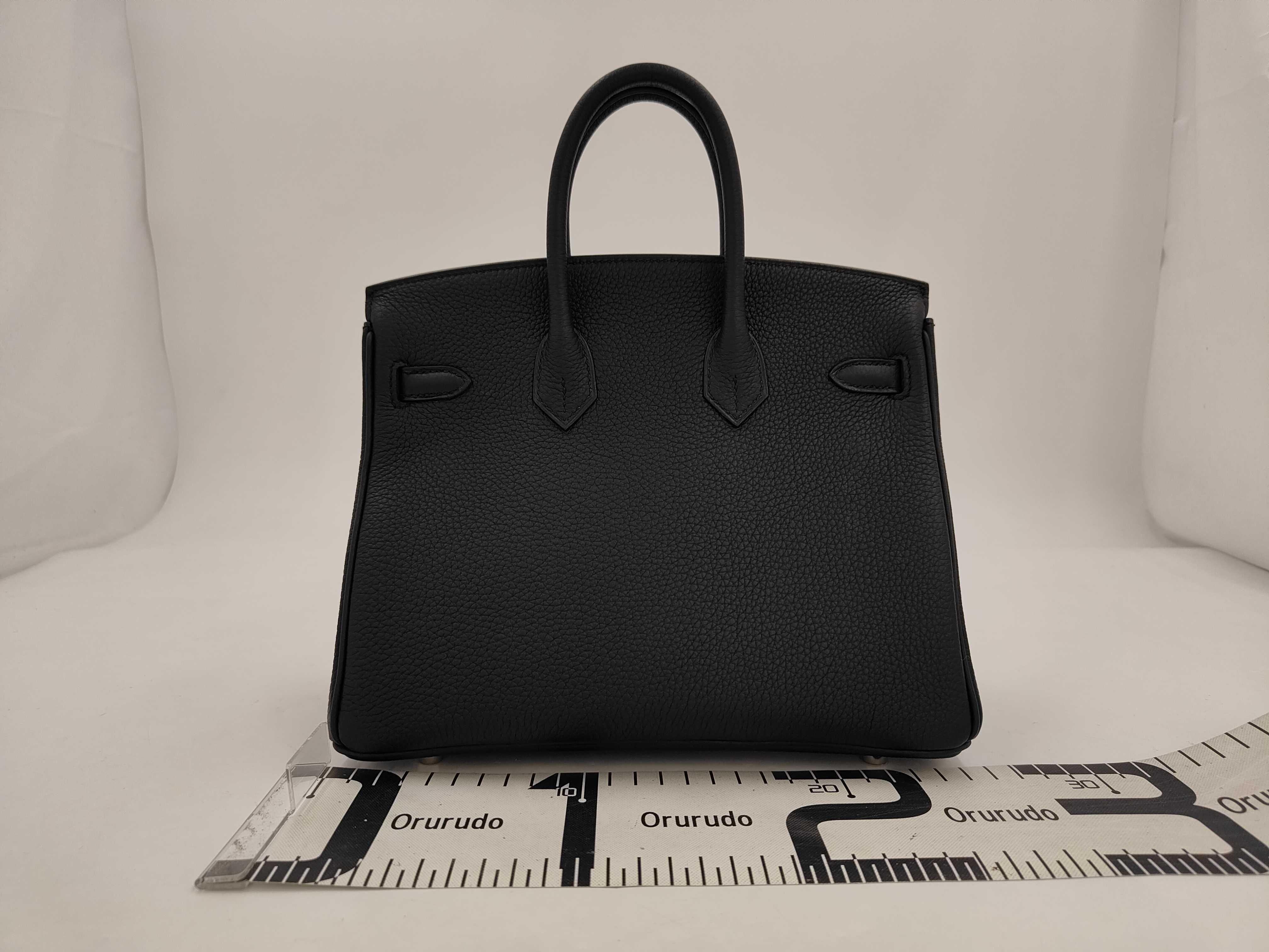 Birkin 25 Togo Noir Silver Hardware G Stamp Handbag — view 2