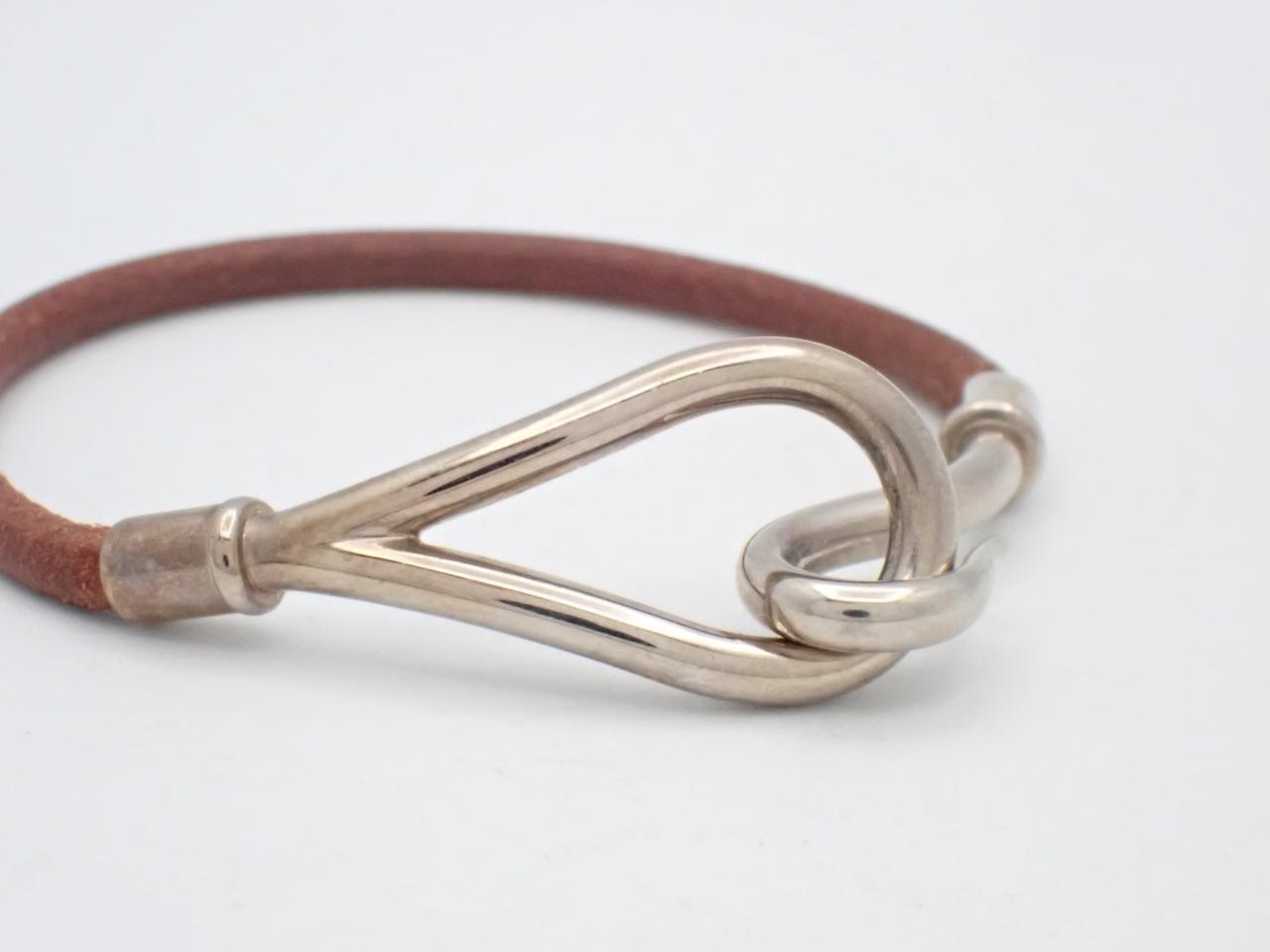 Jumbo hook bracelet, leather, brown, wrist circumference approximately 17cm — view 3
